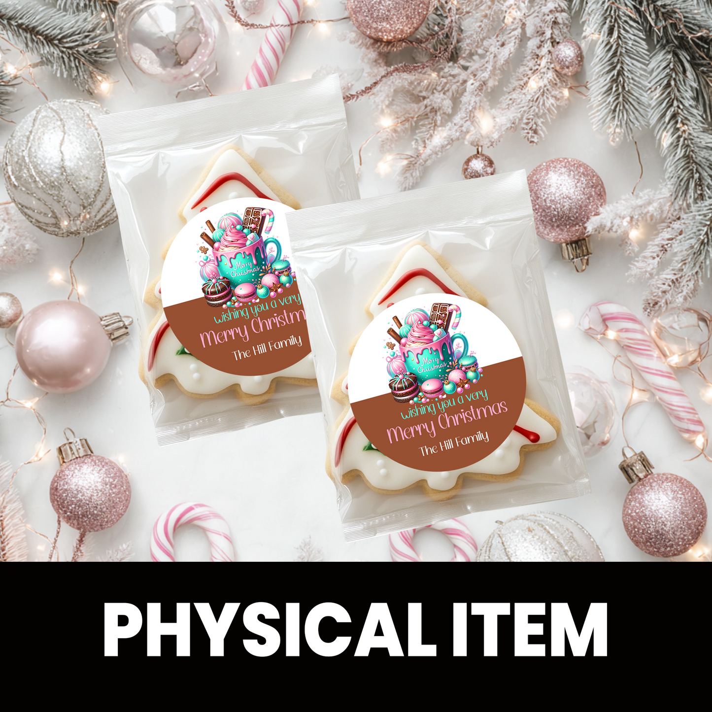 Christmas Stickers | Personalized 2.5-Inch Circle Stickers | Customized Christmas Stickers | Party Favor Labels