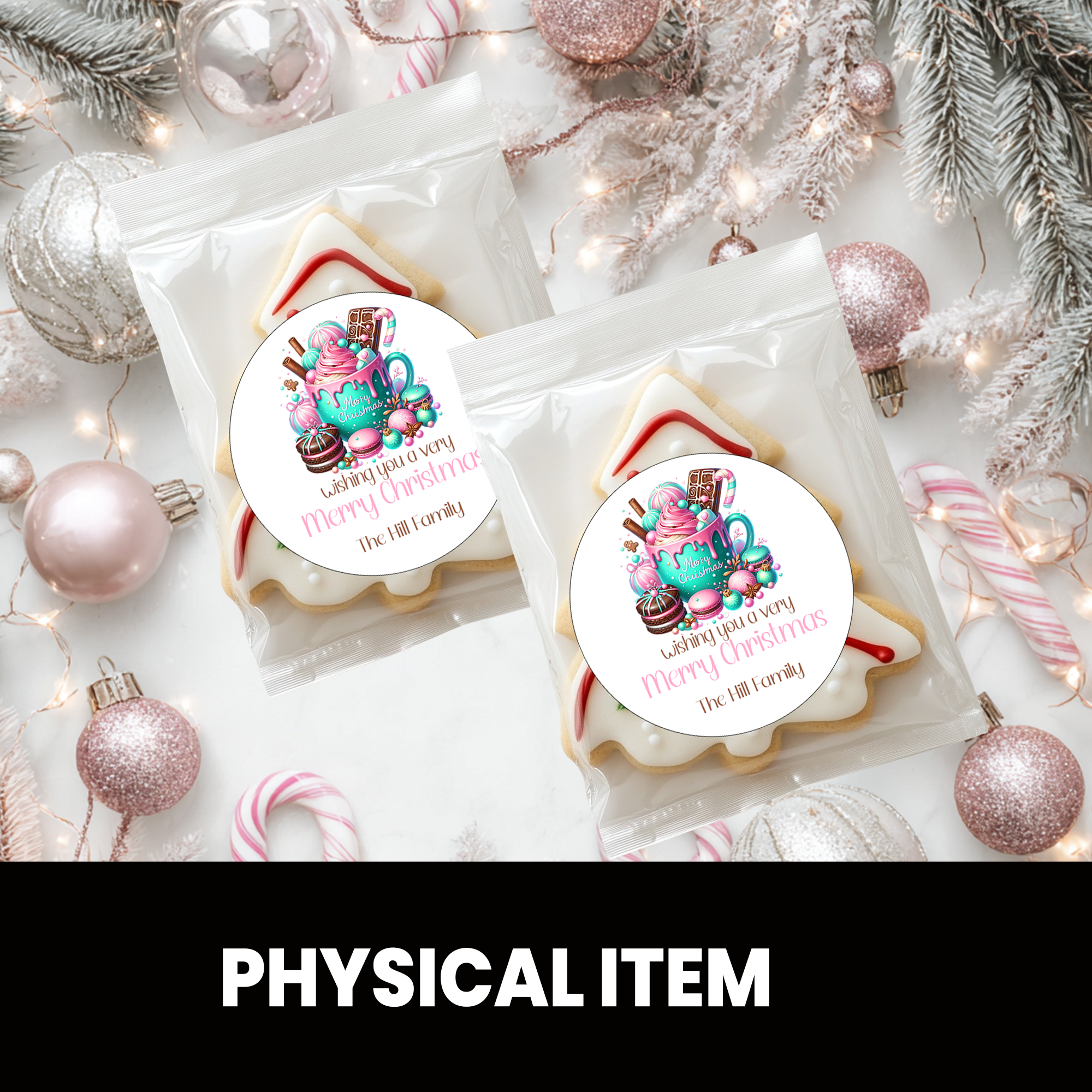 Christmas Stickers | Personalized 2.5-Inch Circle Stickers | Customized Christmas Stickers | Party Favor Labels