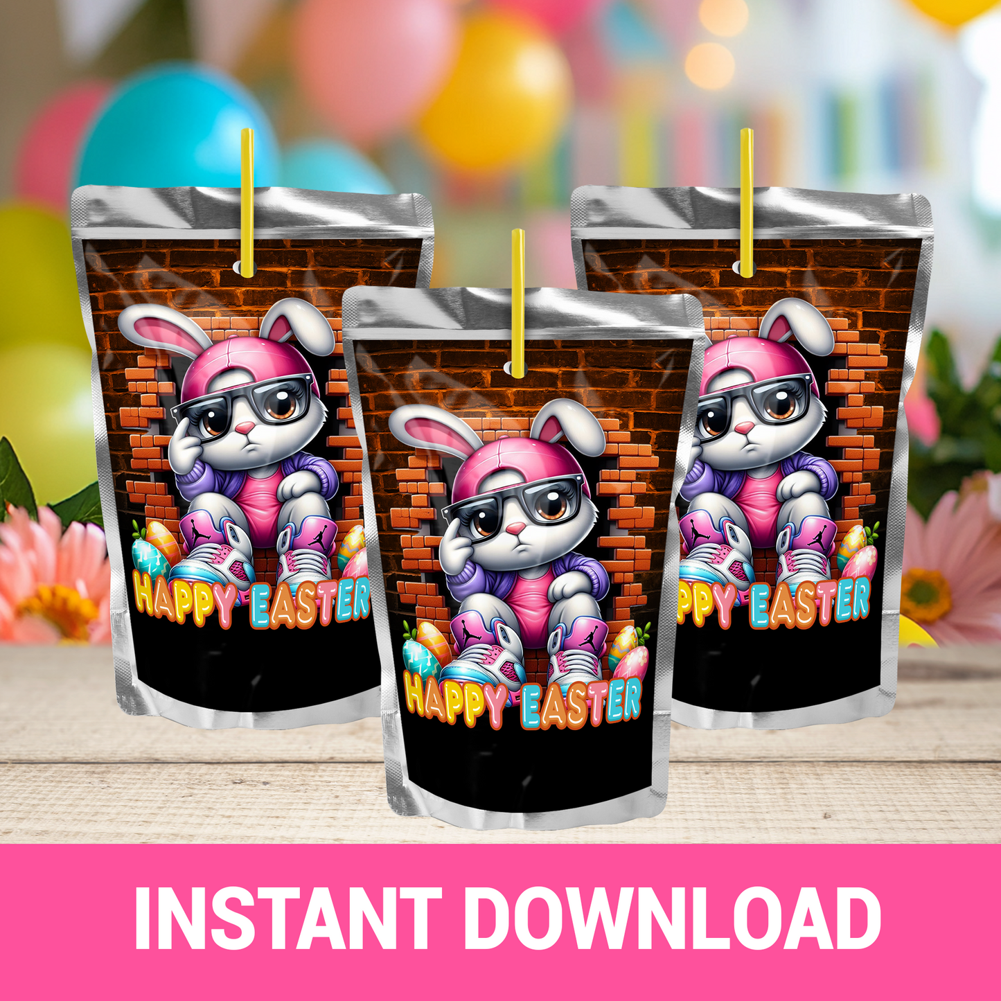 Easter Vibes Only! Hip Hop Bunny Printable Wrappers & Labels | Instant Download