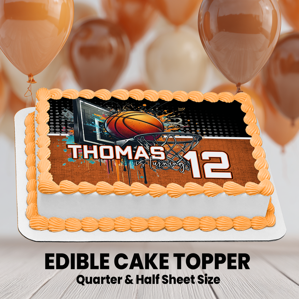 Basketball Theme | Edible Cake Image Topper | Sports Birthday Party | Digital + Print Option