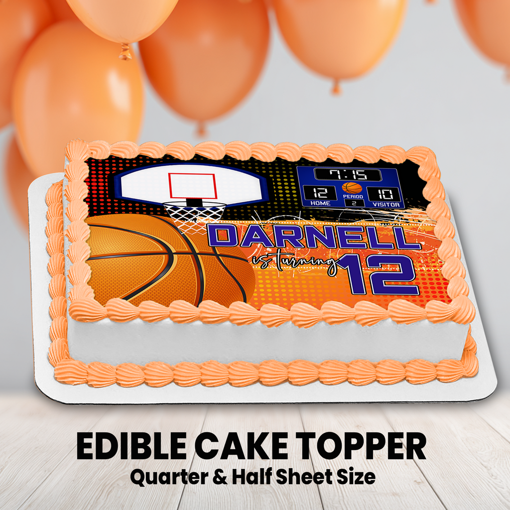 Basketball Theme | Edible Cake Image Topper | Sports Birthday Party | Digital + Print Option