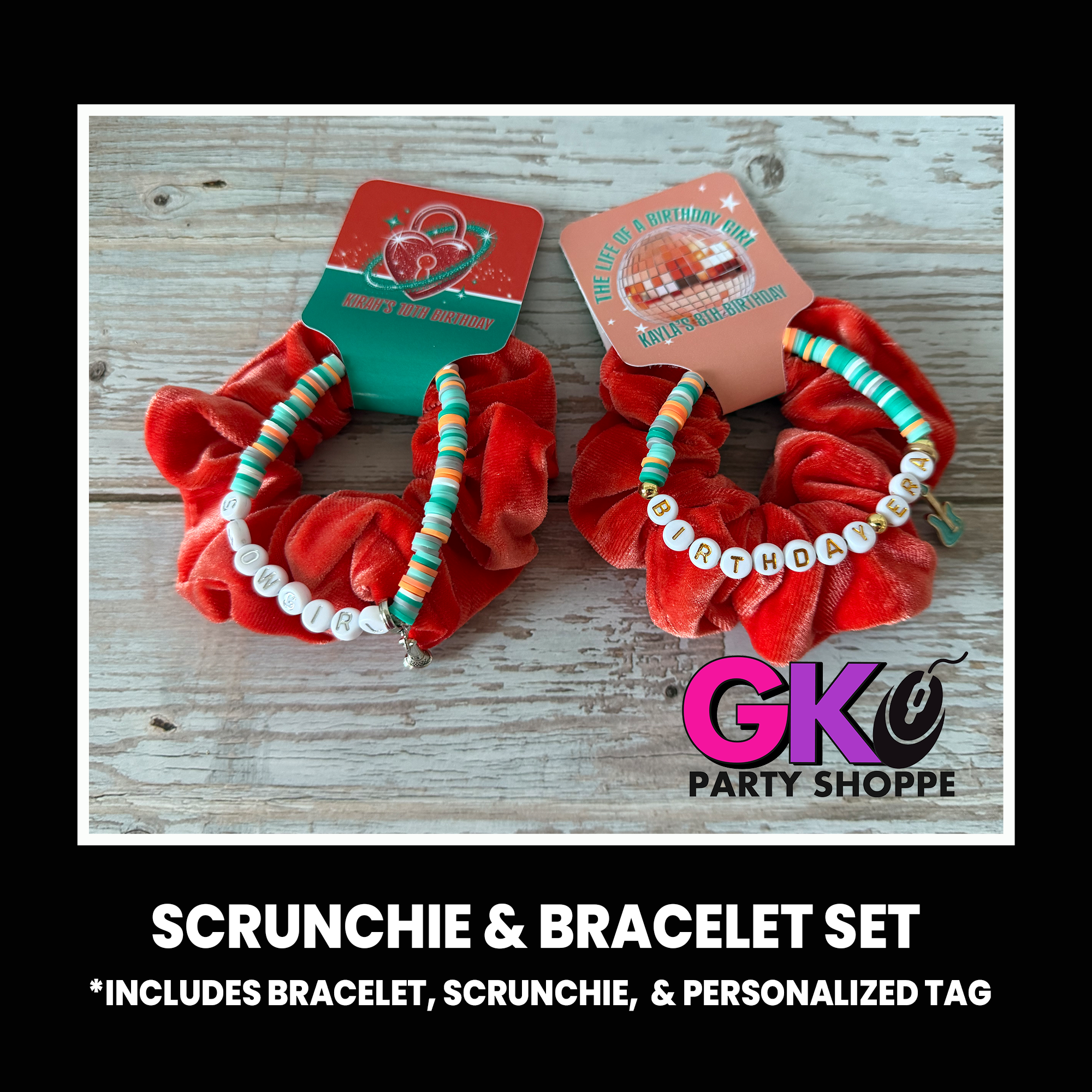 Life of Birthday Girl Scrunchie & Bracelet Set | Custom Party Favor | Personalized Birthday Party Favor
