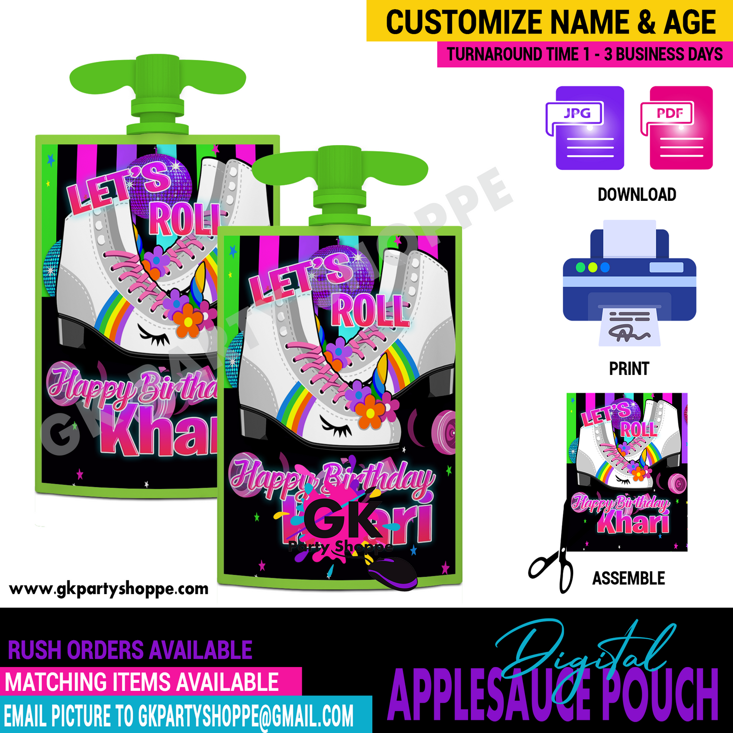 APPLESAUCE POUCH | ROLLER SKATE PARTY