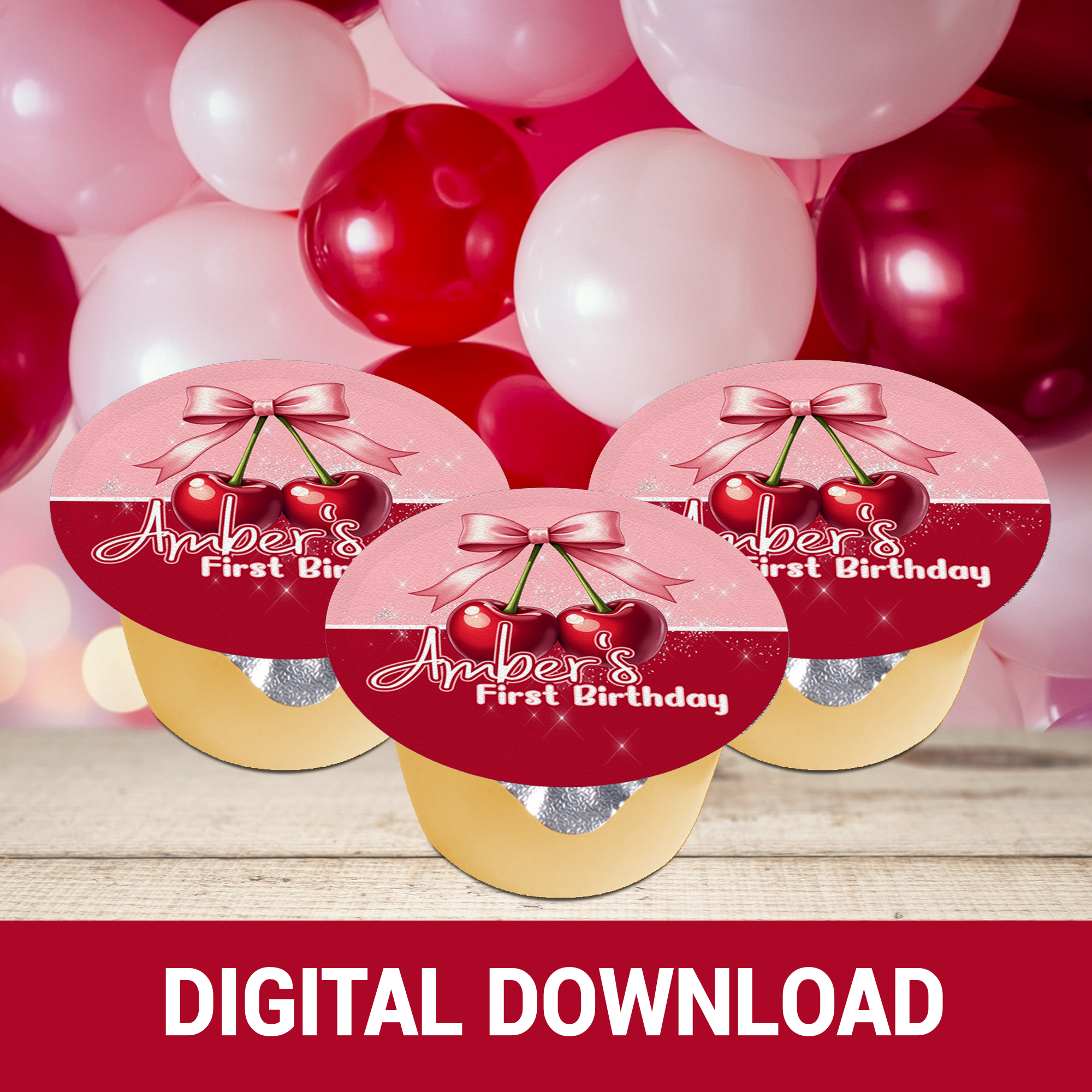 Cherry Sweet Fun! | Party Favor Wrappers & Labels | 1st Birthday Theme | Digital & Print Options