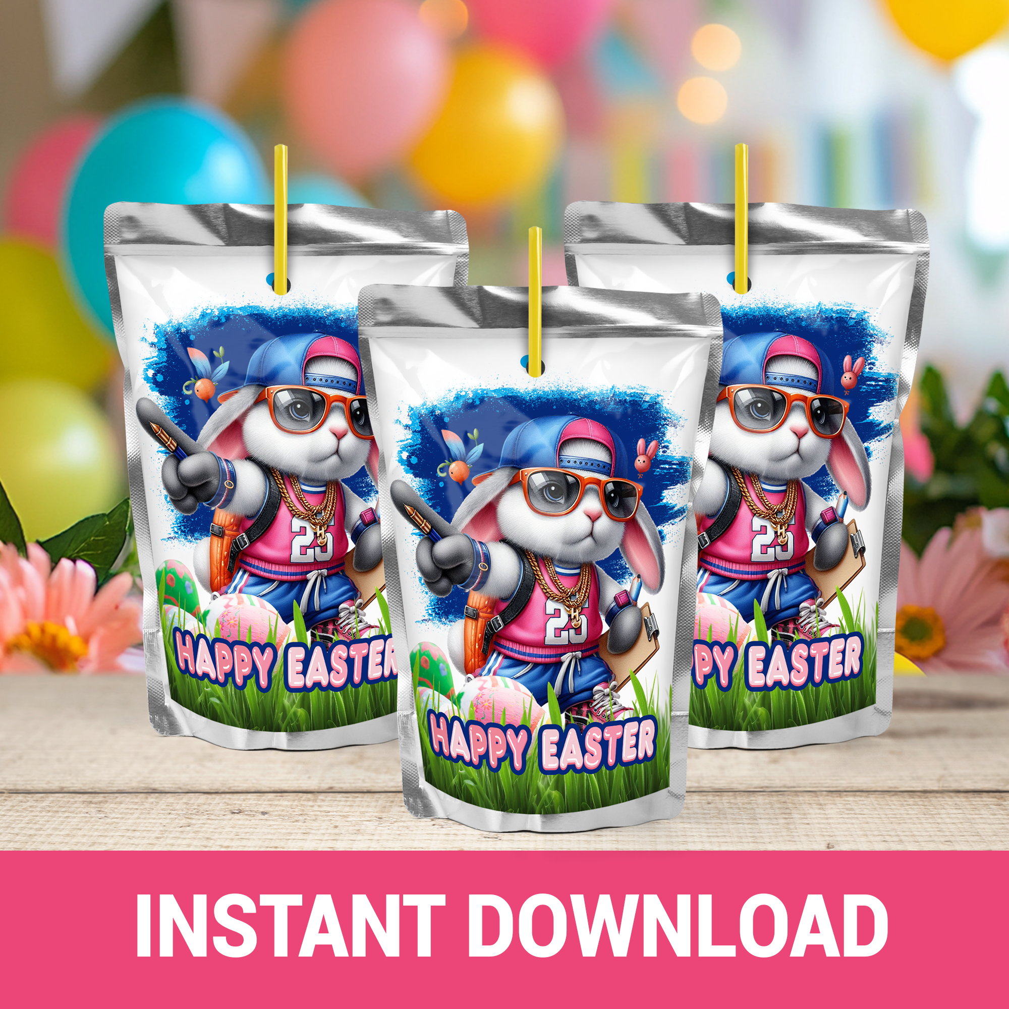 Hip Hop Hooray! Easter Bunny Printable Wrappers & Labels | Instant Download