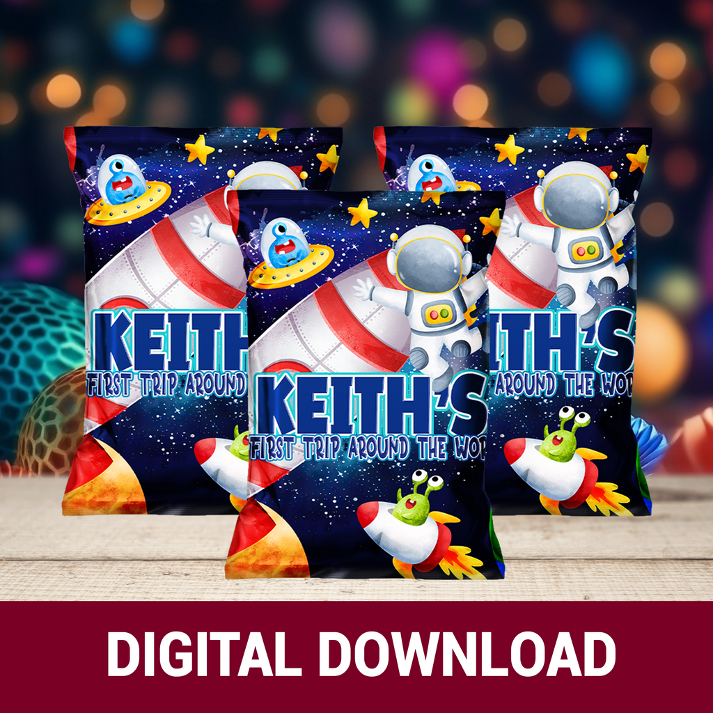 Blast Off! Astronaut Party Favor Wrappers & Labels | Space Party Favor | Rocket and Space Birthday Favors | Digital & Print Options