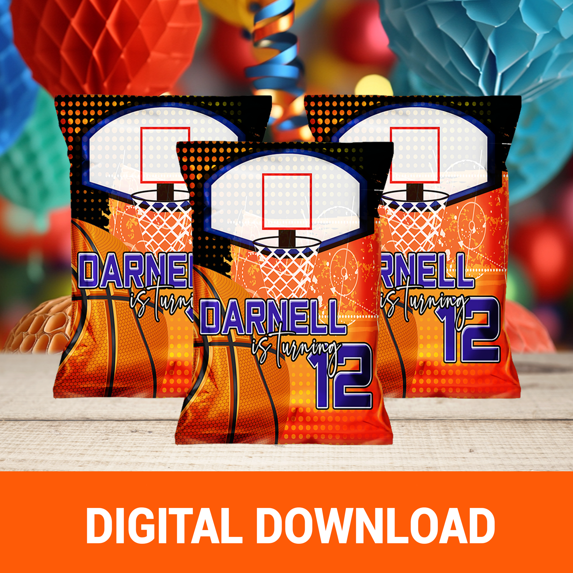 Basketball Theme | Chip Bag Wrapper Party Favor | Sports Birthday Party | Digital + Print Option