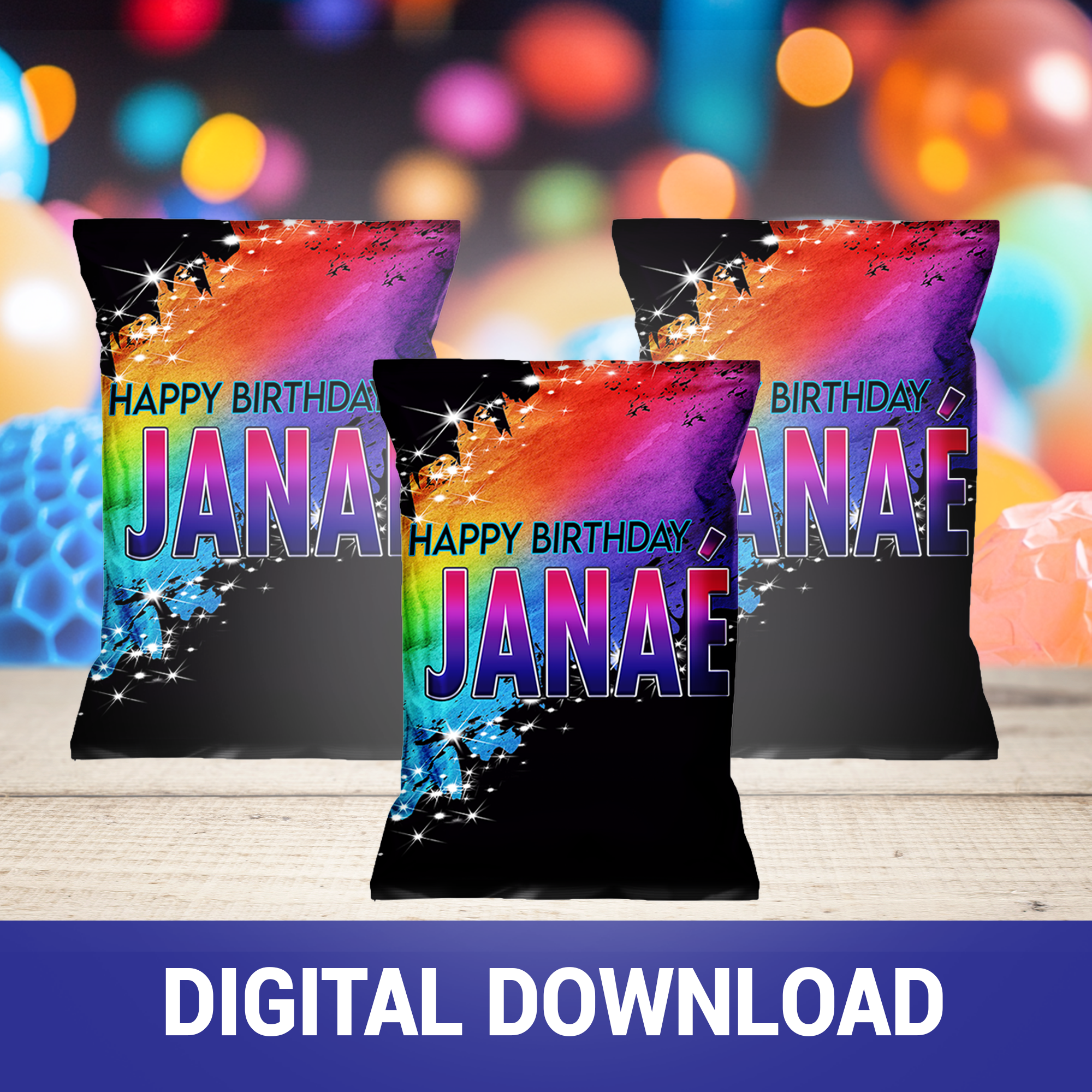 Bright & Fun Color Party Favor Wrappers & Labels | Colorful Birthday Party Favor | Printable File | Digital & Print Options