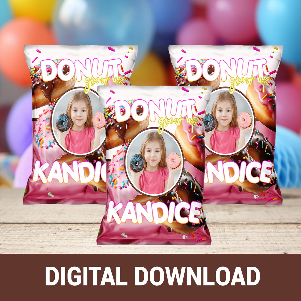 Donut Grow Up! Party Favor Wrappers & Labels | Sweet Donut Birthday Party Favor | Sprinkles & Smiles! Donut Party Printable | Digital & Print Options