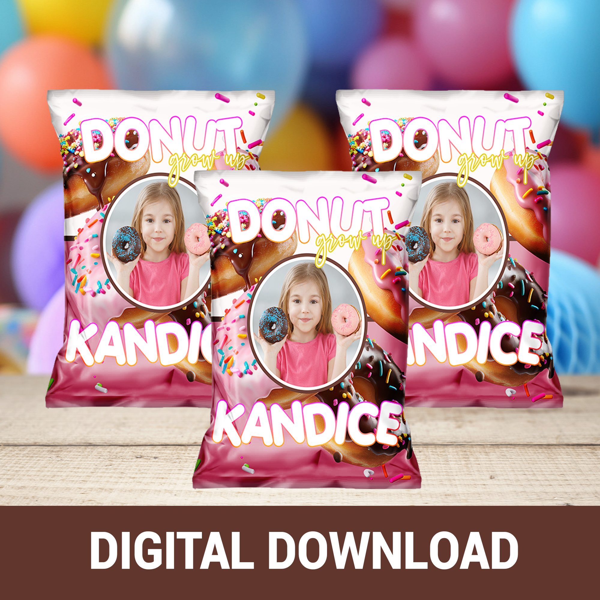 Donut Grow Up! Party Favor Wrappers & Labels | Sweet Donut Birthday Party Favor | Sprinkles & Smiles! Donut Party Printable | Digital & Print Options