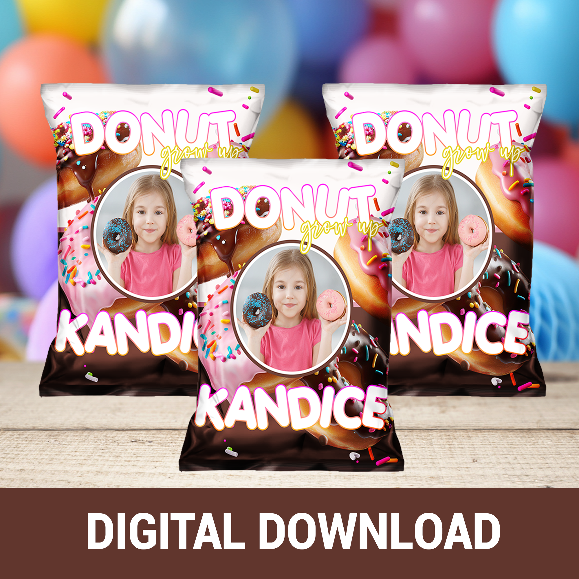 Donut Grow Up! Party Favor Wrappers & Labels | Sweet Donut Birthday Party Favor | Sprinkles & Smiles! Donut Party Printable | Digital & Print Options
