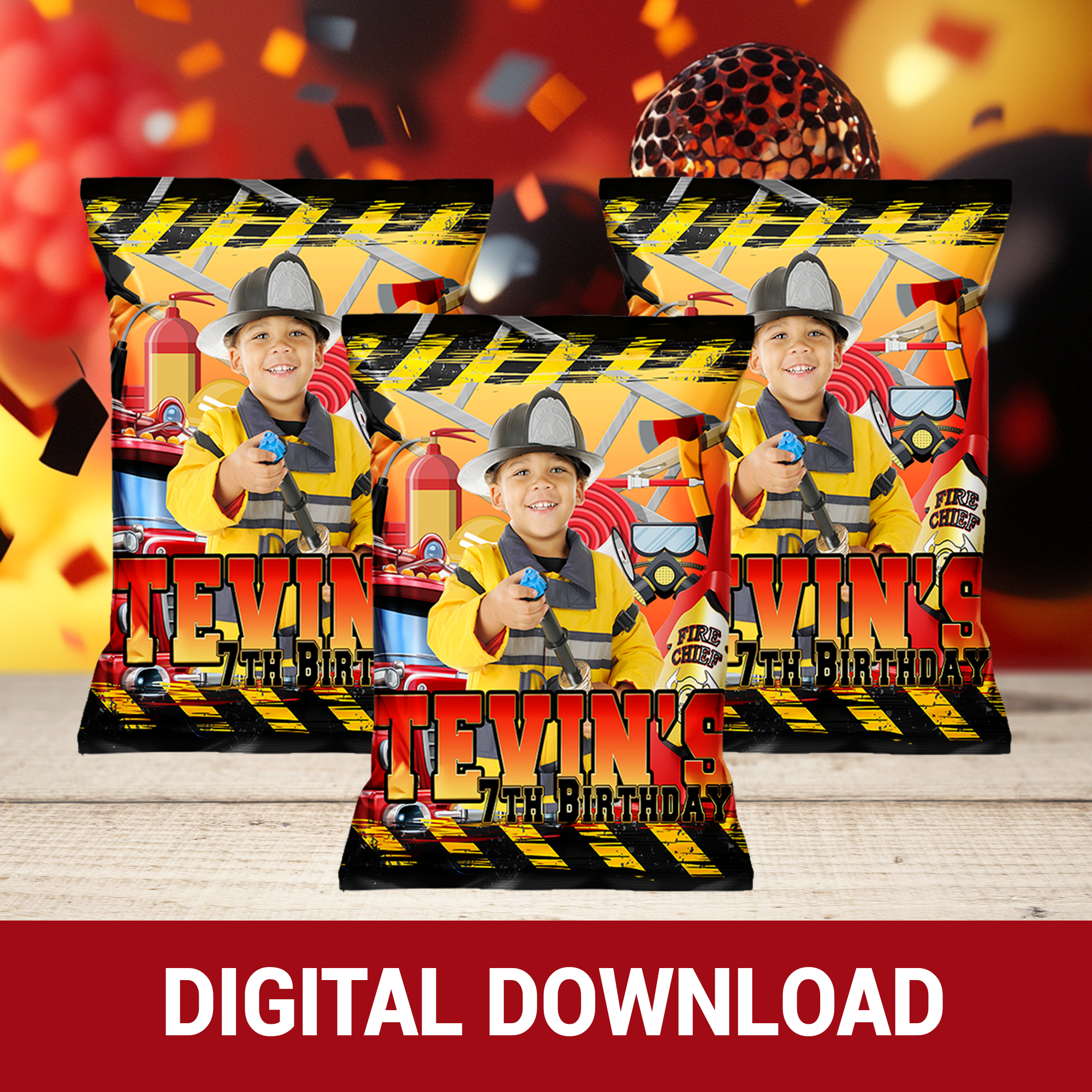 Sound the Alarm! Firefighter Party Favor Wrappers & Labels | Alarmingly Cute Birthday Party Printable | Digital & Print Options
