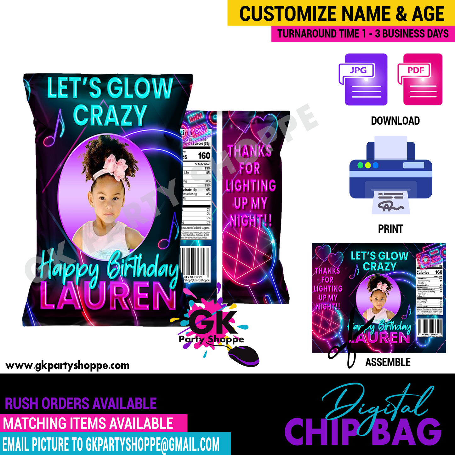 CHIP BAG | GLOW IN THE DARK PARTY