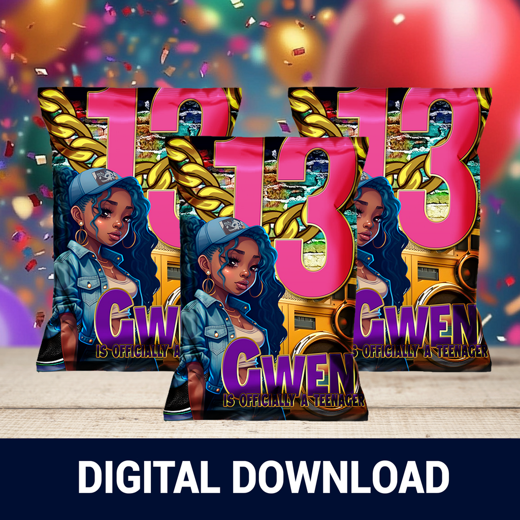 13th Birthday | Chip Bag Wrapper Party Favor | Tween Birthday Party | Digital + Print Option