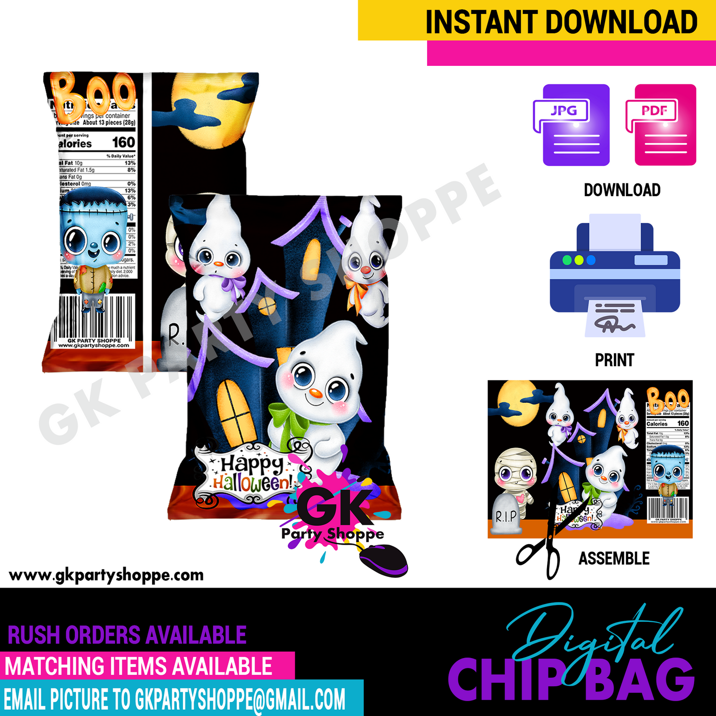 CHIP BAG | HALLOWEEN  | DIGITAL INSTANT DOWNLOAD