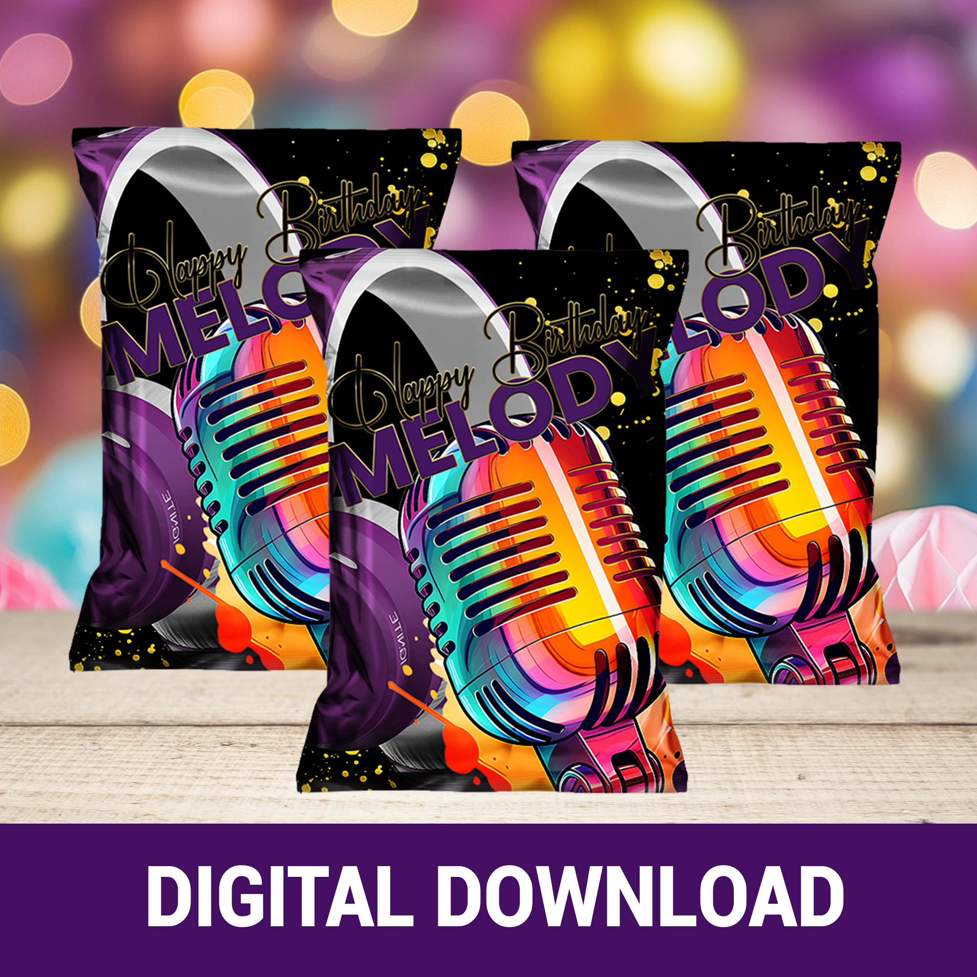 Hit the High Notes! | Party Favor Wrappers & Labels | Karaoke Birthday Theme | Digital & Print Options