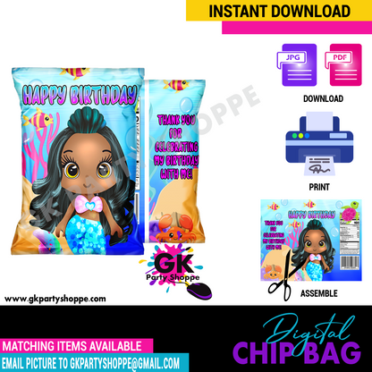 CHIP BAG | MERMAID | DIGITAL INSTANT DOWNLOAD