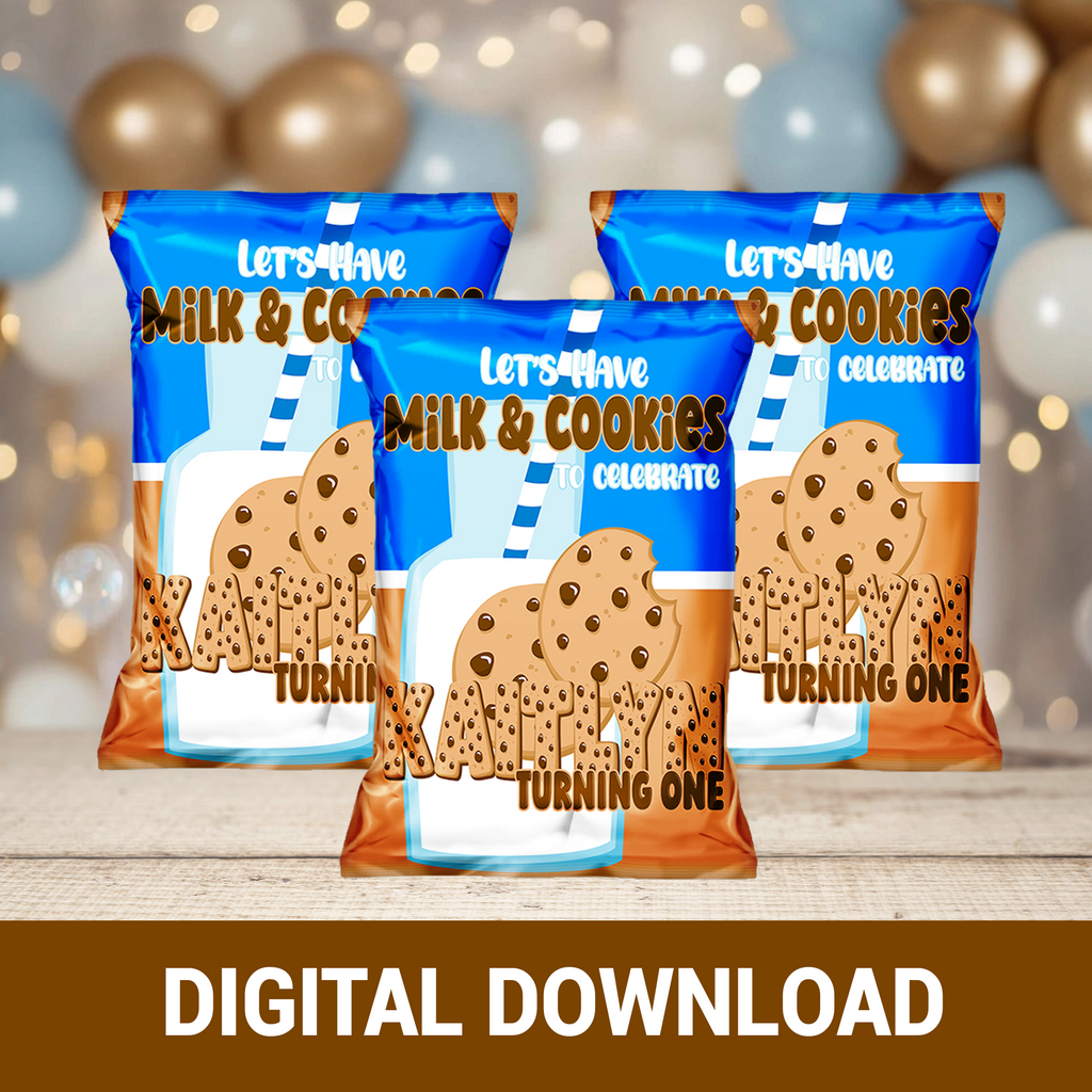 MILK AND COOKIE | CHIP BAG WRAPPER | BIRTHDAY PARTY FAVOR | DIGITAL, PRINT & SHIP
