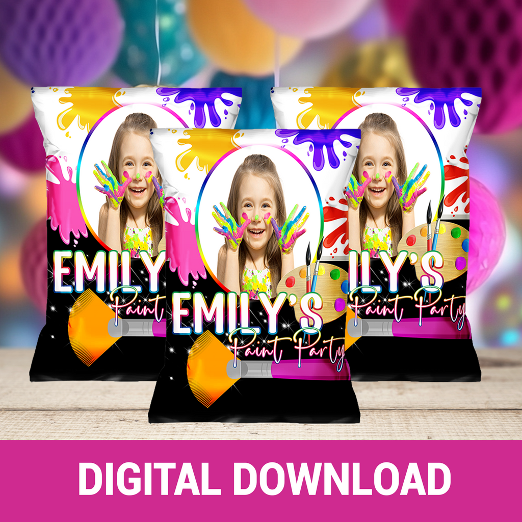 Brush, Paint, & Celebrate! Paint Party Favor Wrappers & Labels | Personalized Party Favor | Digital & Print Options