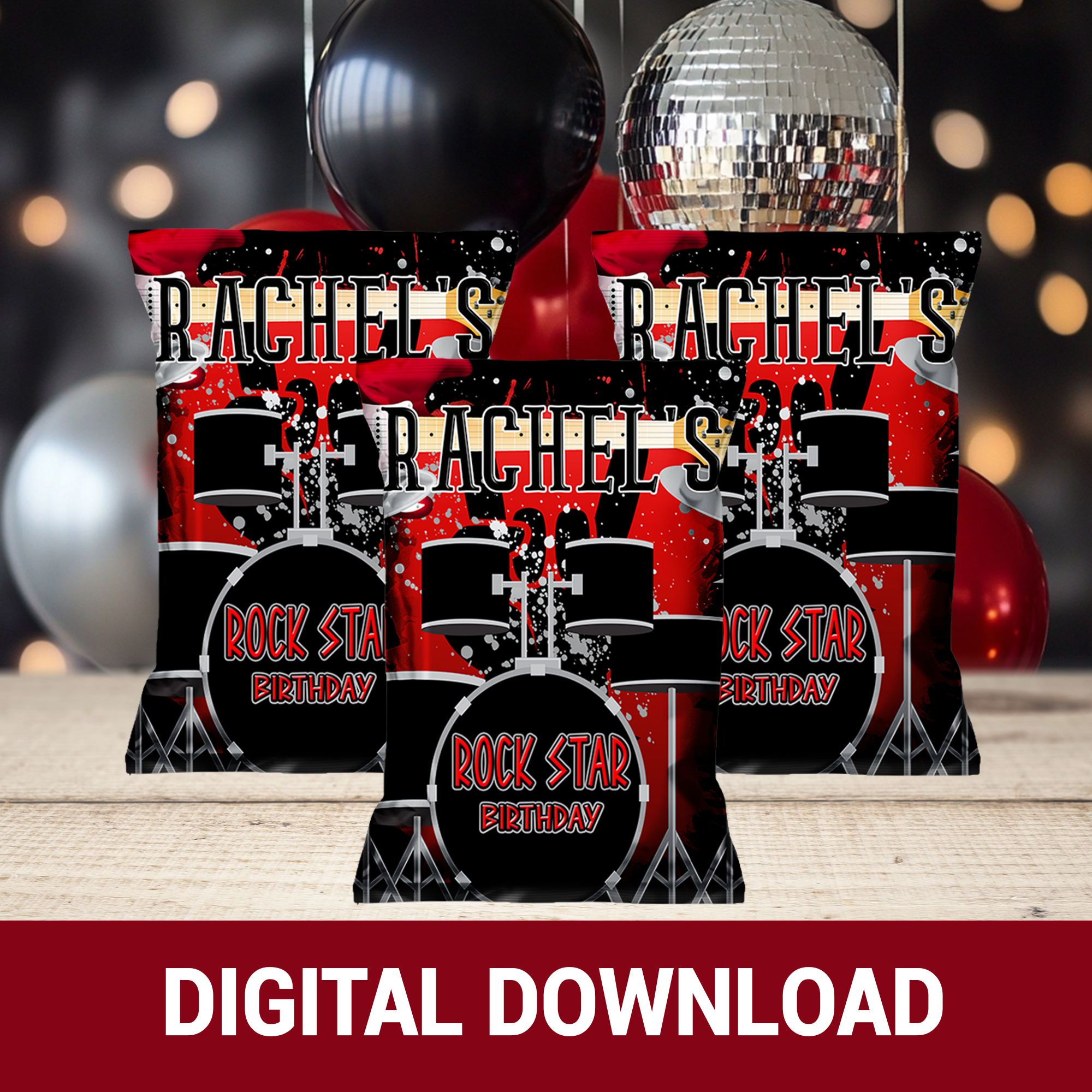 Party Like a Rockstar! Rock & Roll Party Favor Wrappers & Labels | Birthday Party Favor | Digital & Print Options
