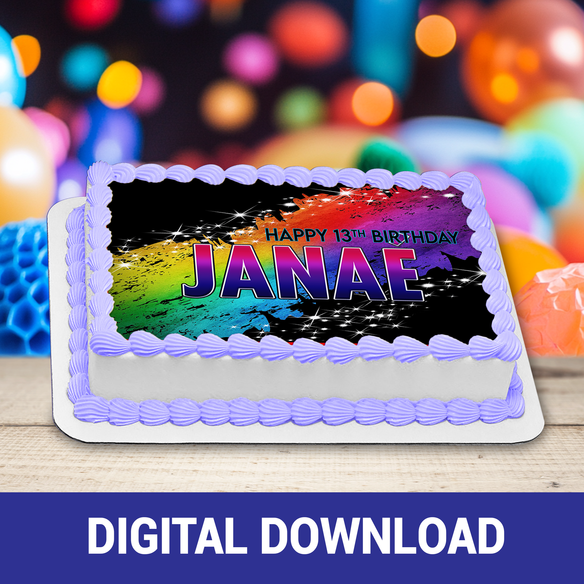 Color Party Birthday | Edible Cake Image | Rainbow Birthday Party | Digital + Print & Ship Option