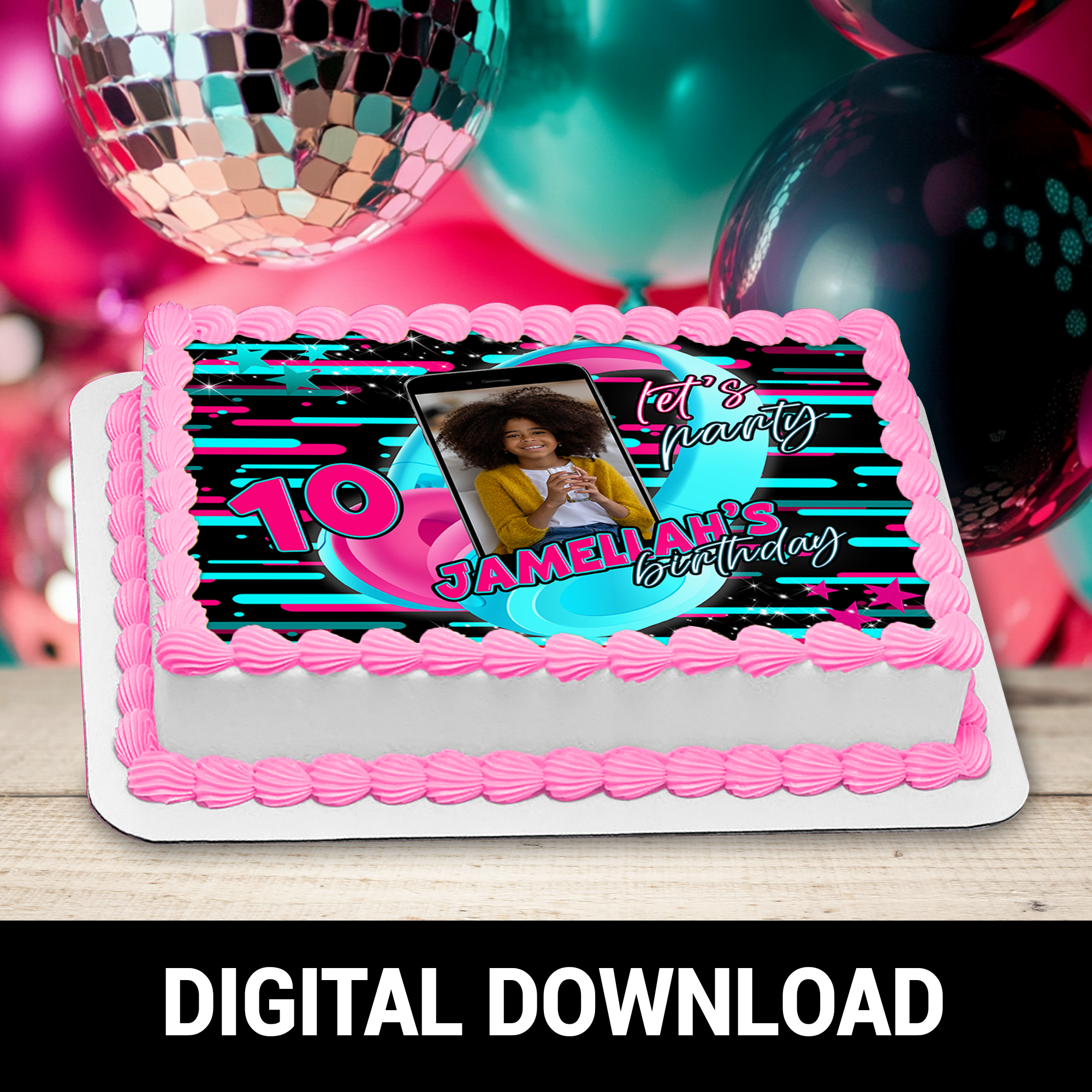 Swipe Up for Fun! Social Media Birthday Cake Frosting Sheet | Personalized Digital Party Favor | Digital & Print Options | Half and Quarter Sheet Cakes