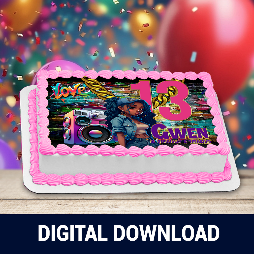 13th Birthday | Edible Cake Image Topper | Tween Birthday Party | Digital + Print Option