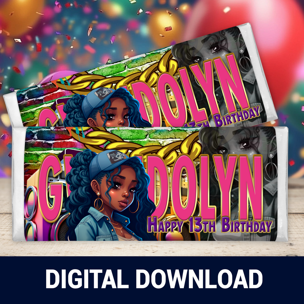 13th Birthday | Chocolate Candy Bar Wrapper | Tween Birthday Party Favor | Digital + Print Option