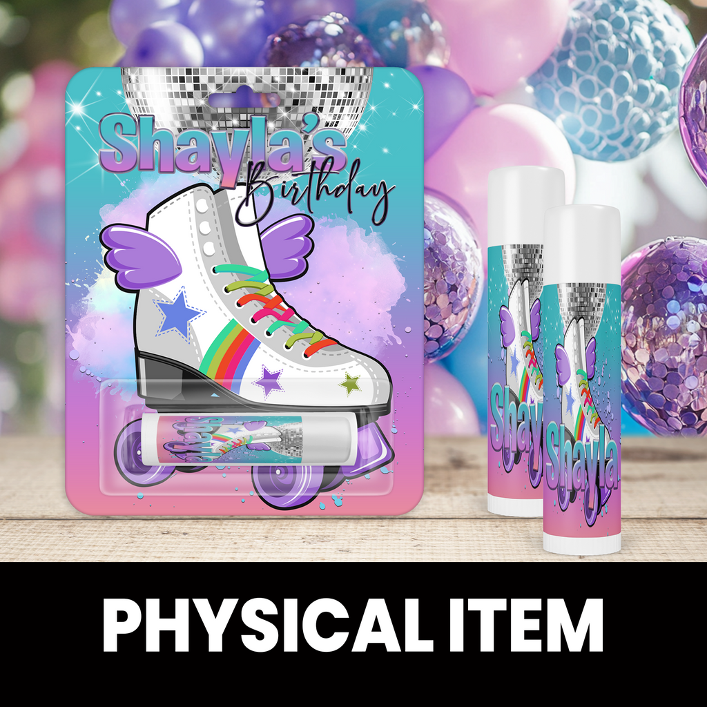 Roller Skate Lip Balm | Personalized Skate Party Lip Balm Favors | Skate Party Lip Balm | Pastel Colors