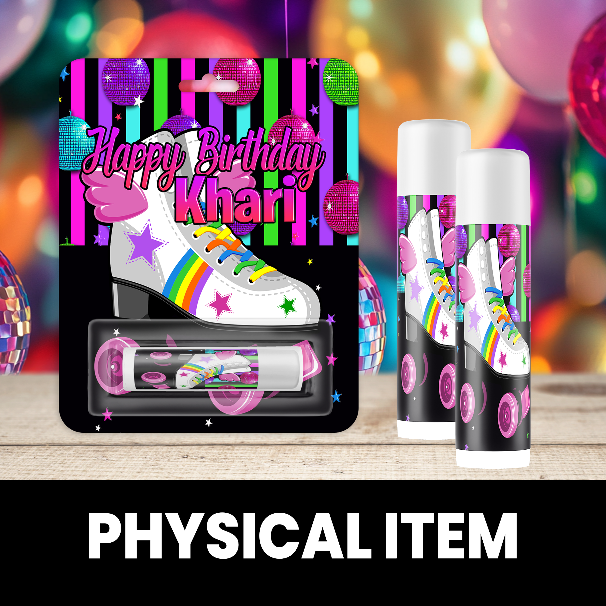 Roll Into Fun Lip Balm Favors | Personalized Lip Balm Party Favors | Roller Skate Birthday Theme