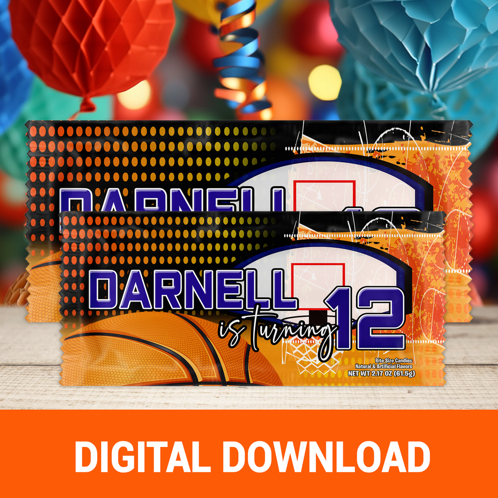 Basketball Theme | Rainbow Candy Wrapper | Sports Birthday Party Favor | Digital + Print Option