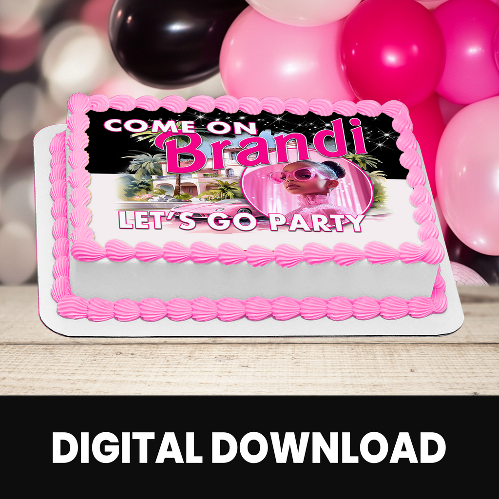 Doll Inspired | Edible Cake Image With Photo | Come On Let’s Go Party | Digital + Print & Ship