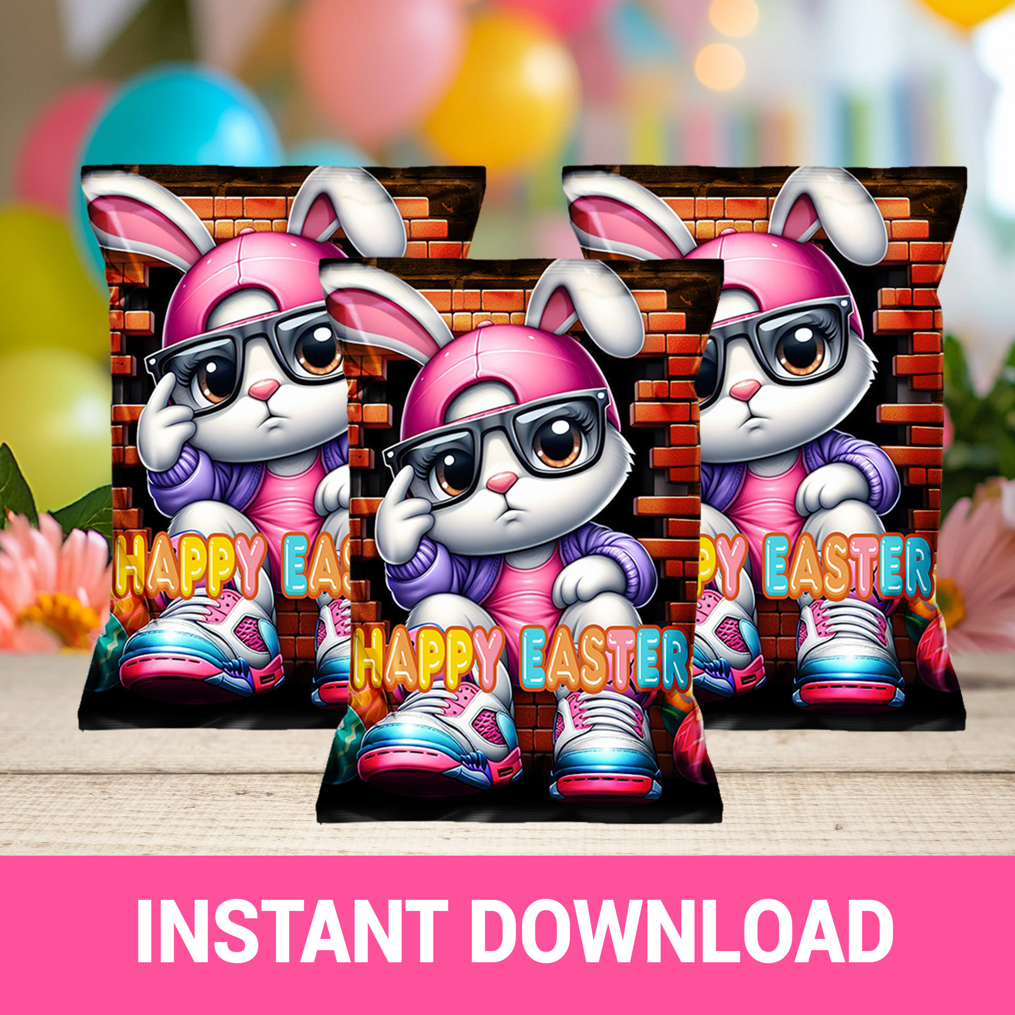 Easter Vibes Only! Hip Hop Bunny Printable Wrappers & Labels | Instant Download