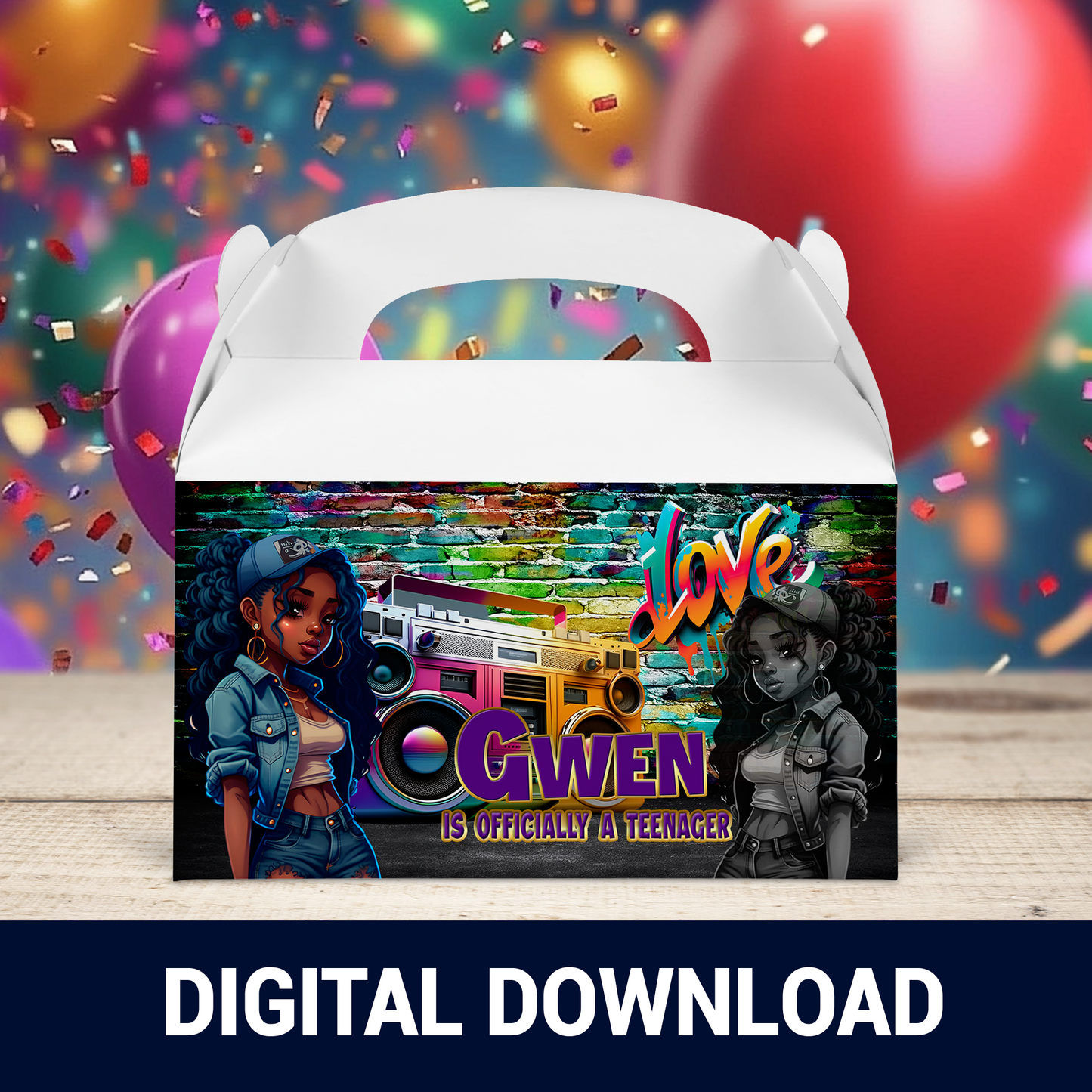 13 and Thriving Gift Bag, Gable Box & Shoe Box | Thirteen & Fabulous Party Favors | Printable File | Digital & Print Options