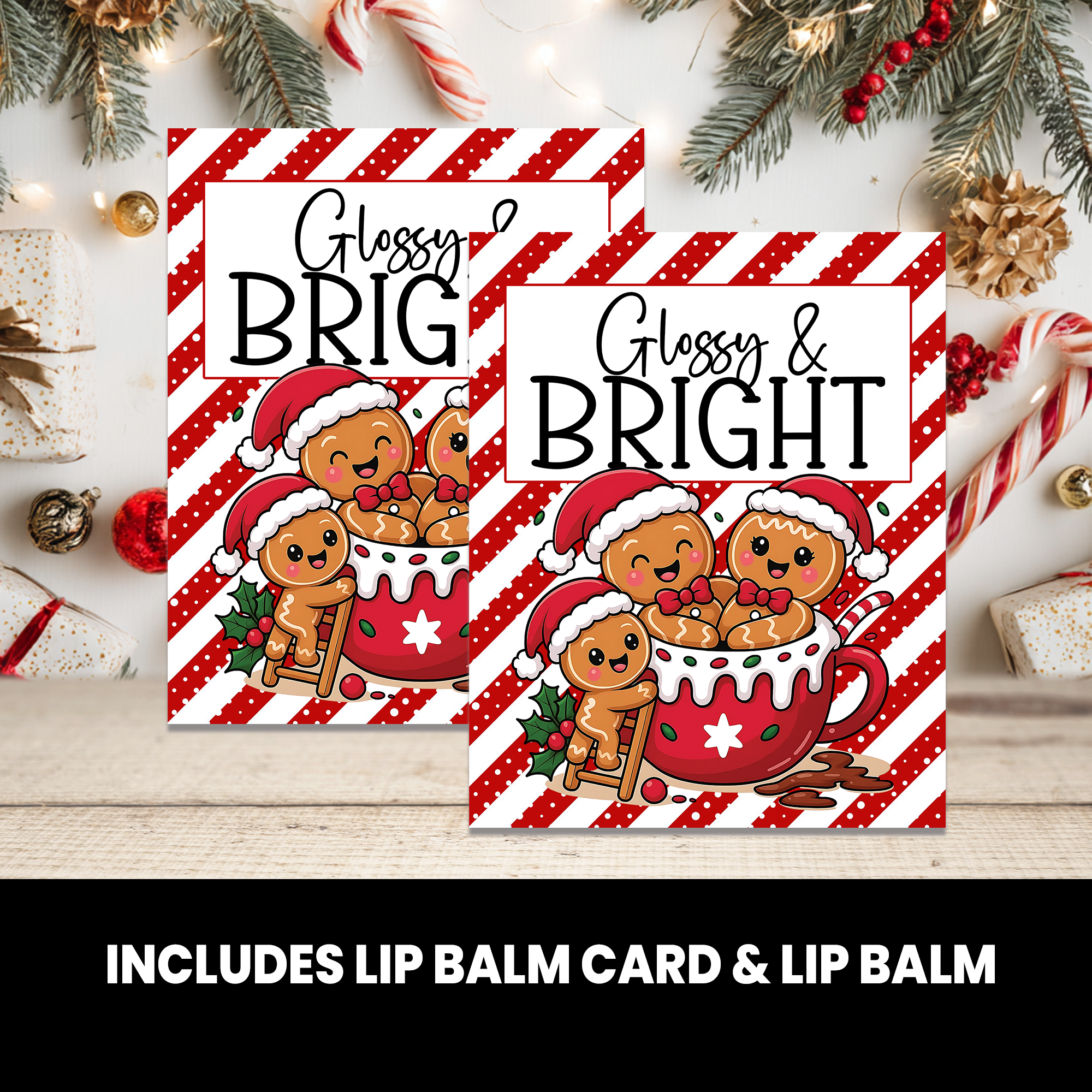 Glossy & Bright Christmas Lip Balm | Holiday Party Favor | Stocking Stuffer  | Kids Party Favors