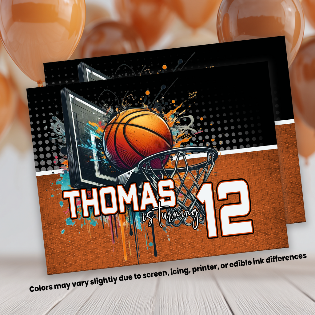 Basketball Theme | Edible Cake Image Topper | Sports Birthday Party | Digital + Print Option