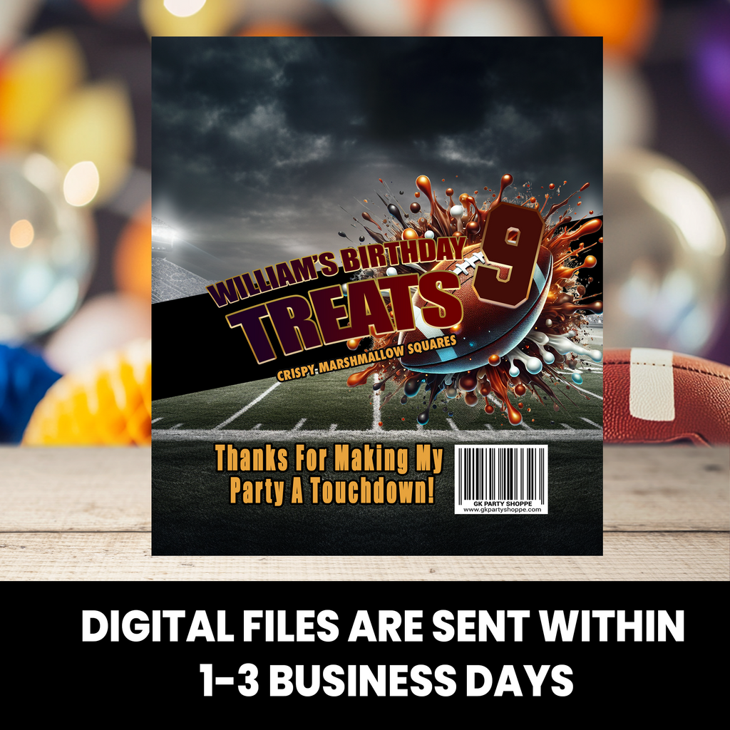 Football Theme | Marshmallow Treat Label Party Favor | Sports Birthday Party | Digital + Print Option