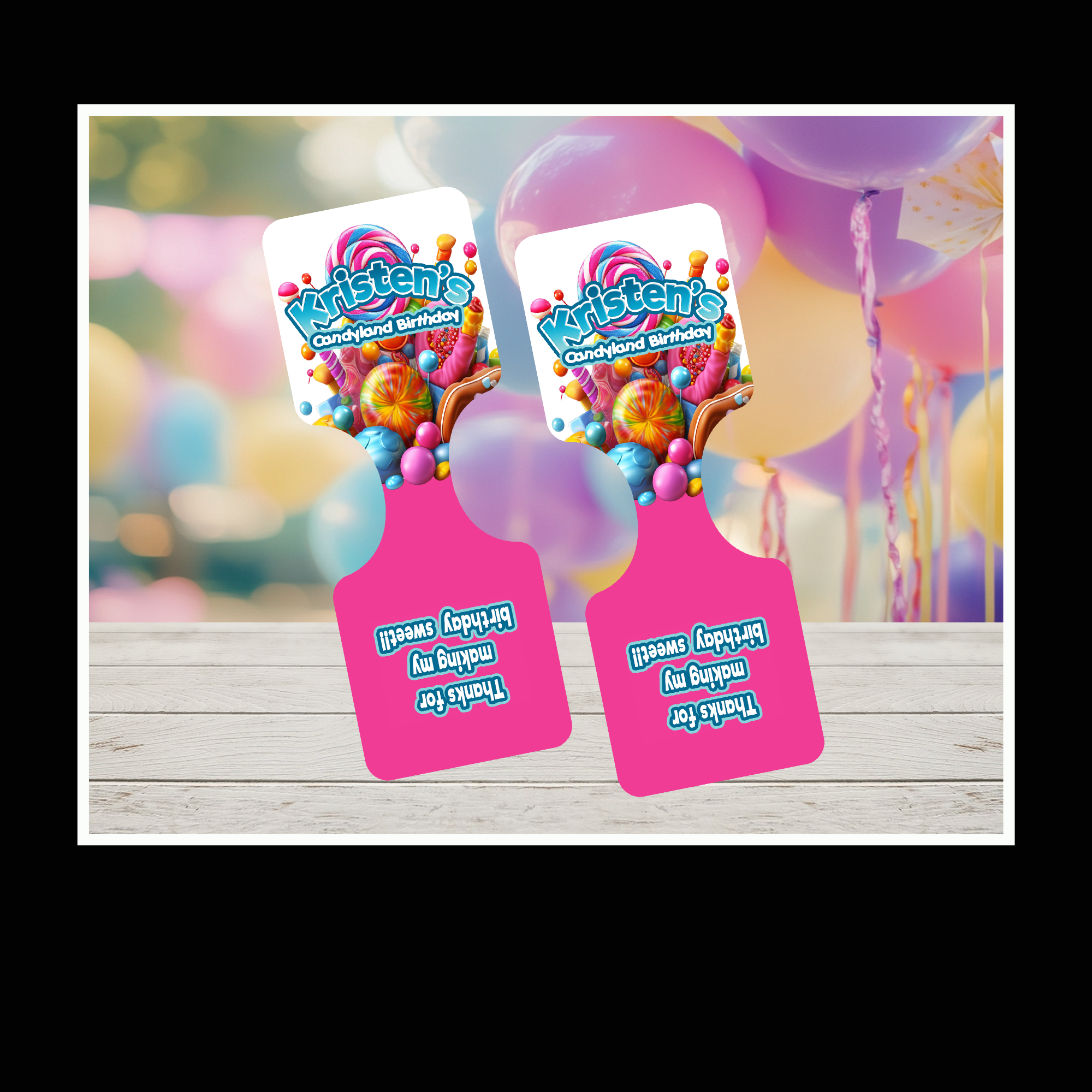 Candyland Inspired Scrunchie & Bracelet Set | Custom Party Favor | Personalized Birthday Party Favor