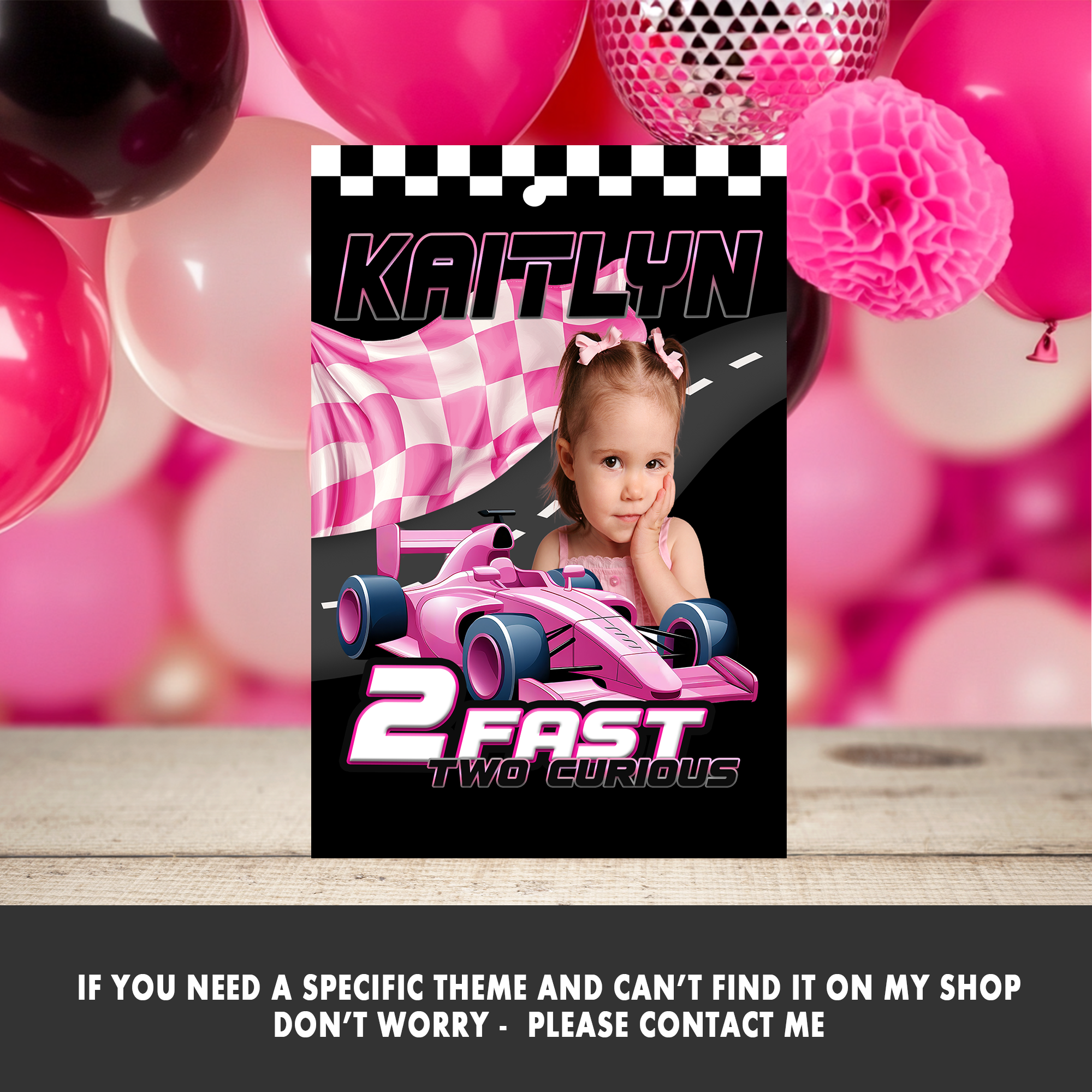 2 Fast 2 Curious Girl Edition | Juice Pouch Label Party Favor | Racing Birthday Theme | Digital + Print Option
