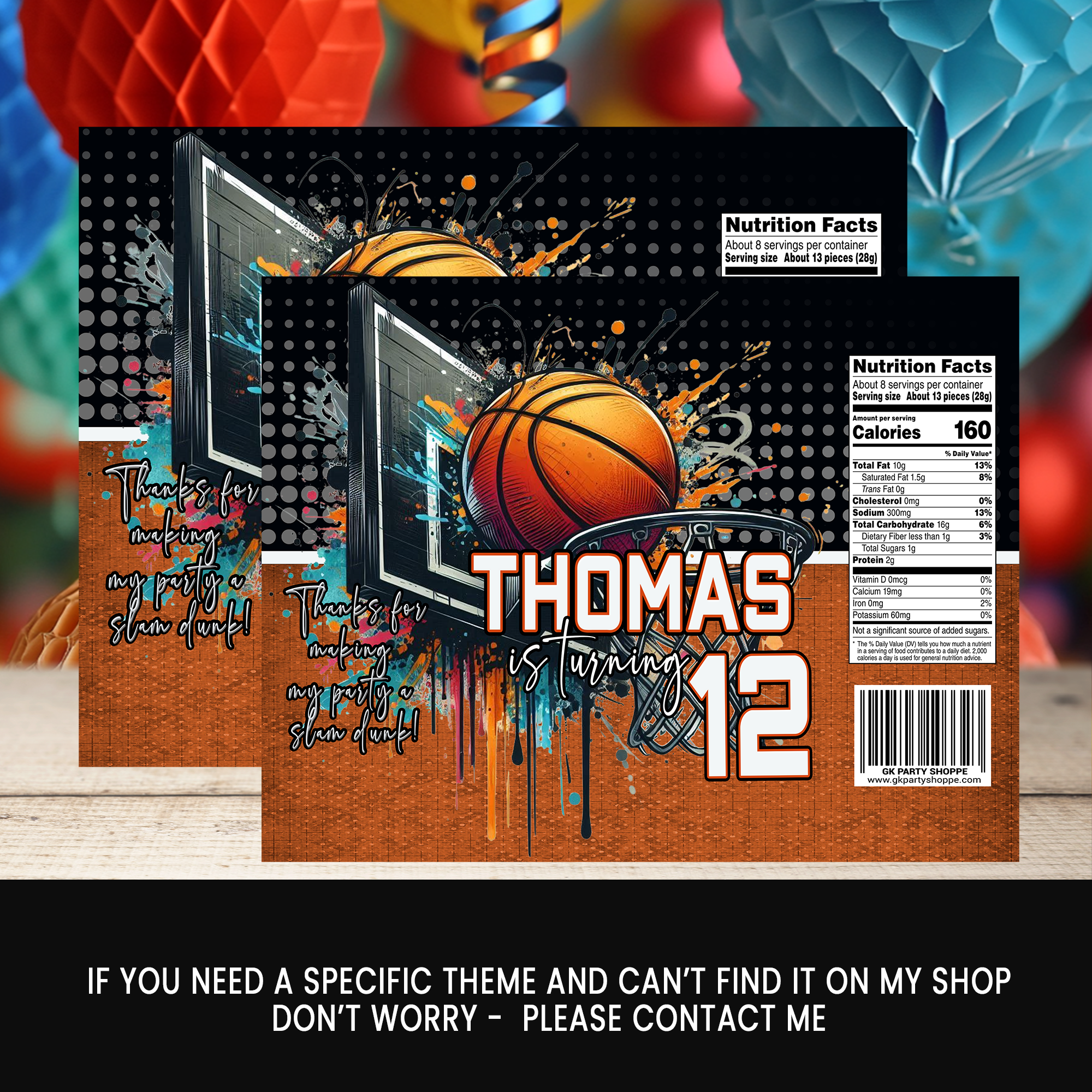 Basketball Theme | Chip Bag Wrapper Party Favor | Sports Birthday Party | Digital + Print Option