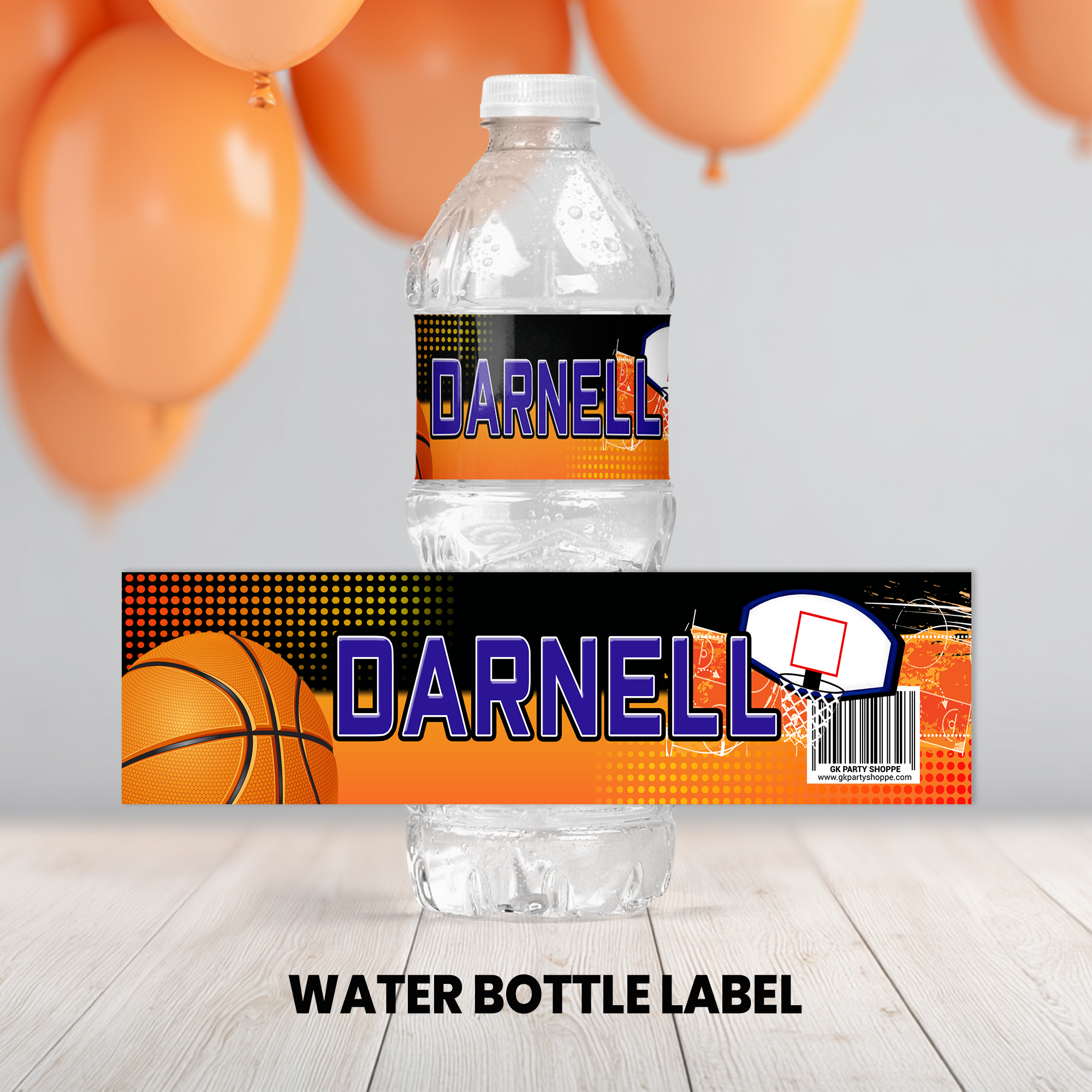 Basketball Theme | Water Bottle Wrapper Party Favor | Sports Birthday Party | Digital + Print Option