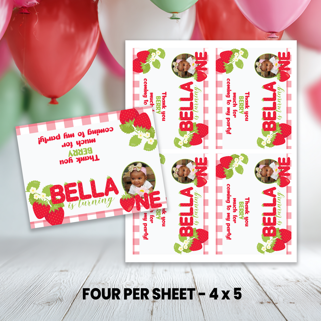 Berry Sweet One | Treat Bag Topper Party Favor | First Birthday Strawberry Theme | Digital + Print Option