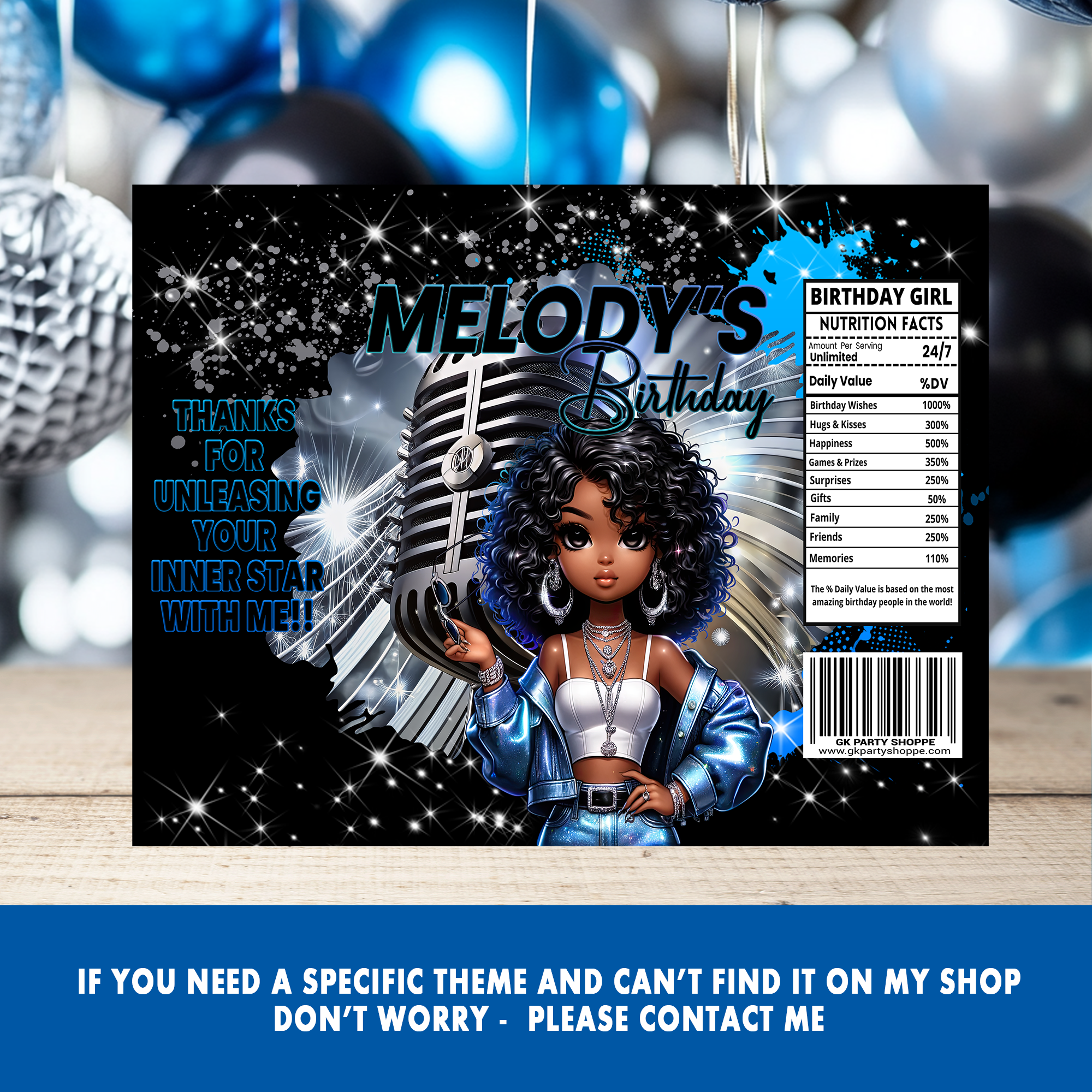 Turn Up the Tunes! | Party Favor Wrappers & Labels | Karaoke Birthday Theme | Digital & Print Options
