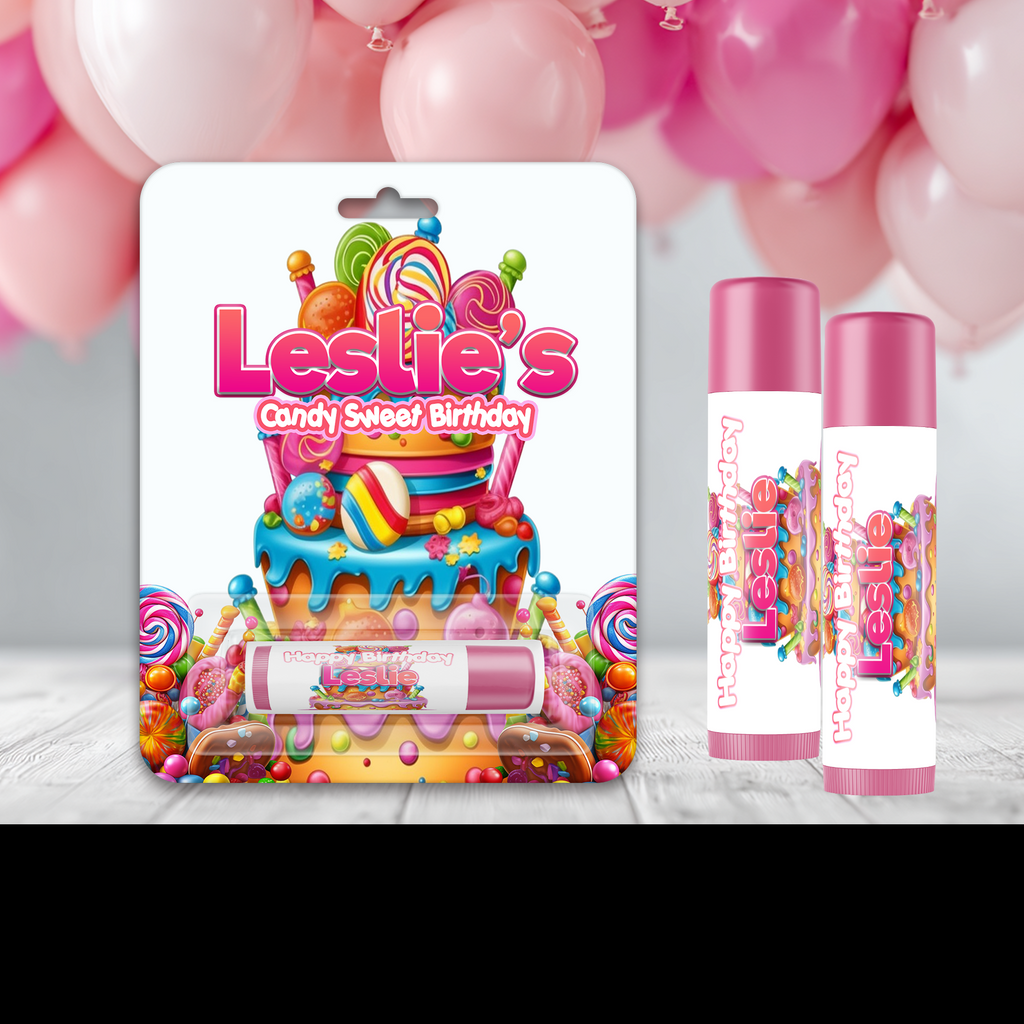Candyland Inspired Birthday Lip Balm | Personalized Lip Balm Party Favors | Kids Party Favors
