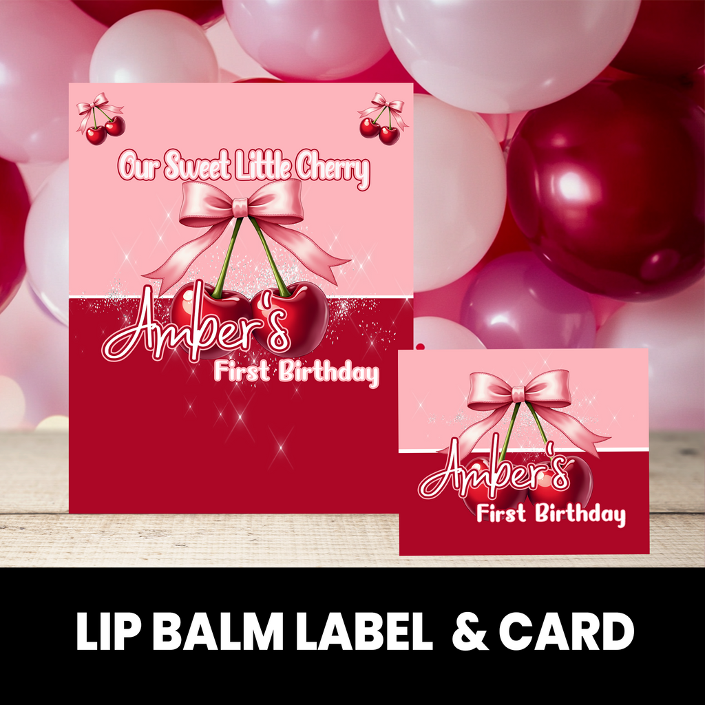 Cherry Sweet One Lip Balm Party Favors | Personalized Lip Balm Favors | First Birthday Theme