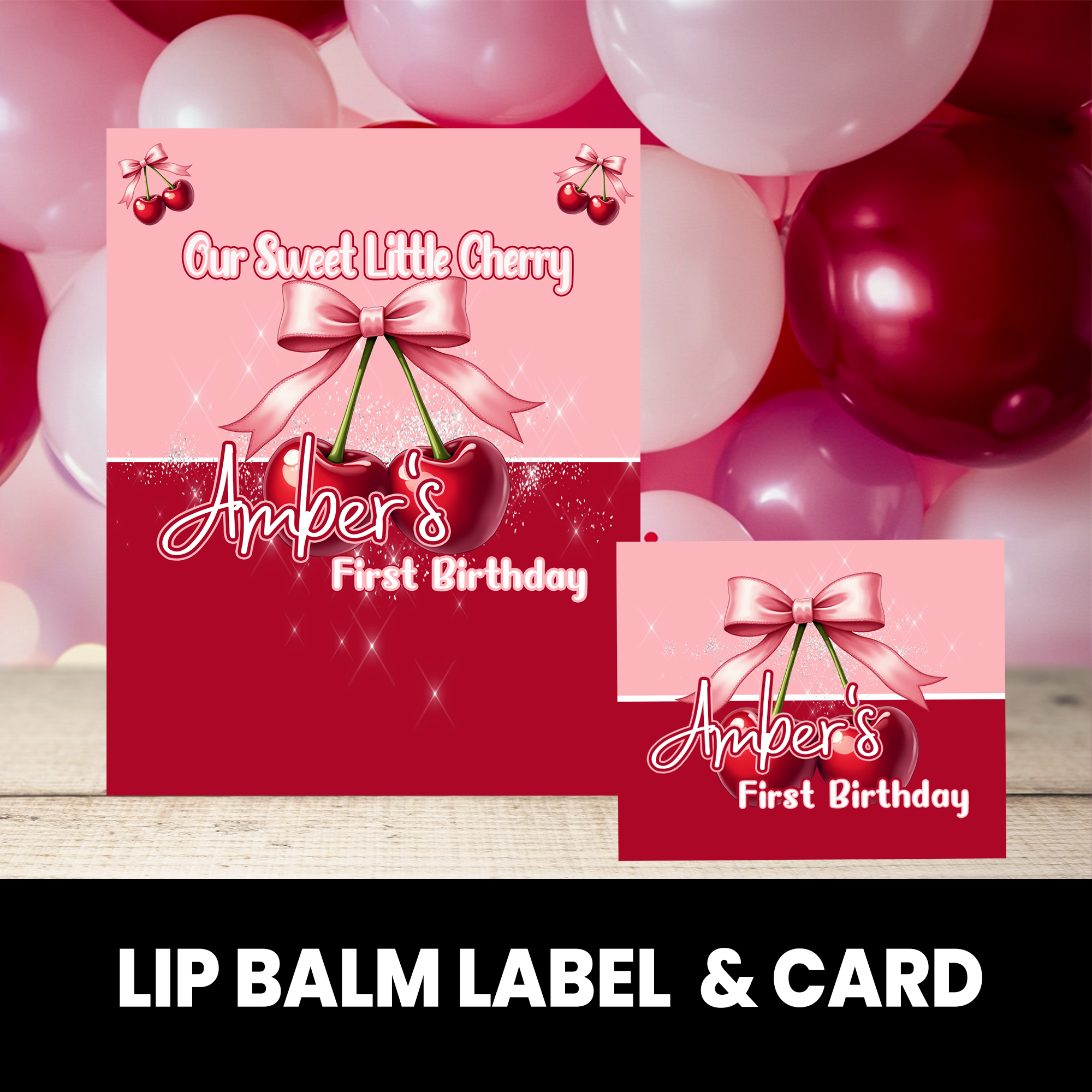 Cherry Sweet One Lip Balm Party Favors | Personalized Lip Balm Favors | First Birthday Theme