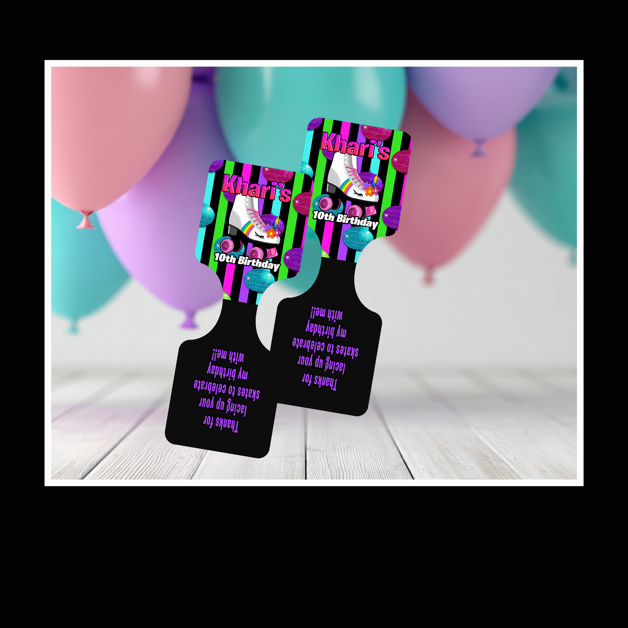 Roller Skate Party Scrunchie & Bracelet | Roller Skate Birthday | Girls Party Favor Set