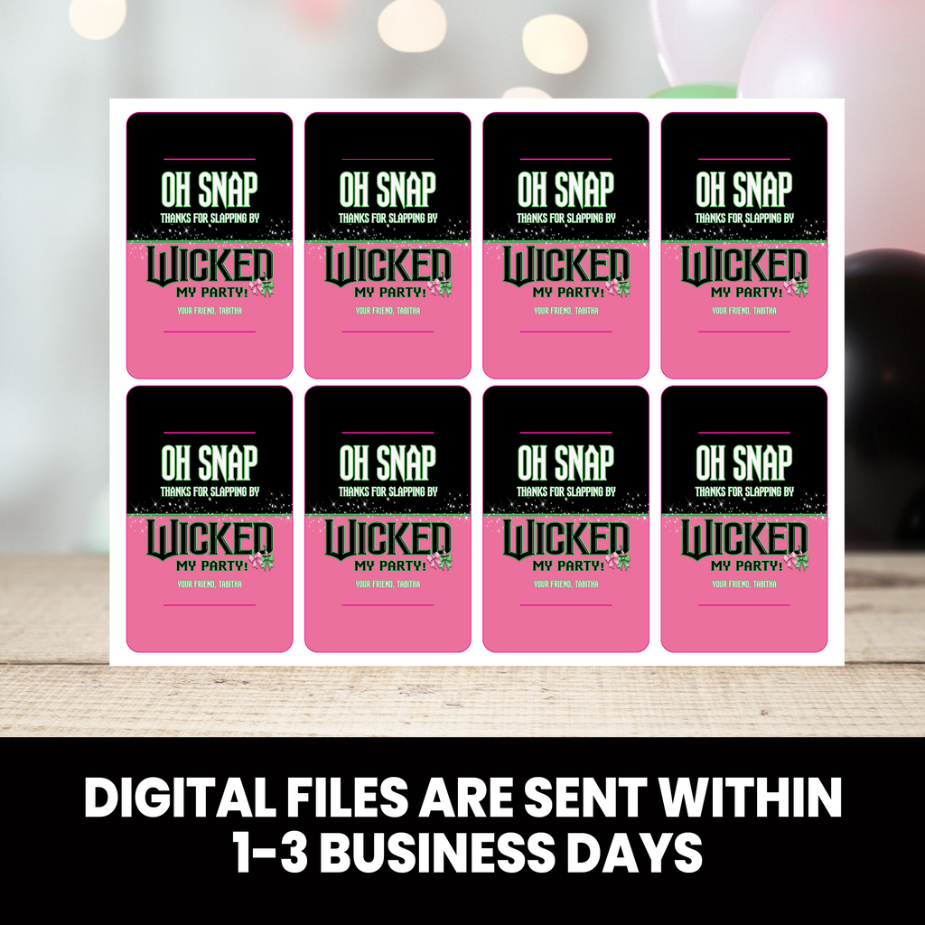 Wicked Inspired | Slap Bracelet Cards | Custom Party Favor | Birthday Party Favors