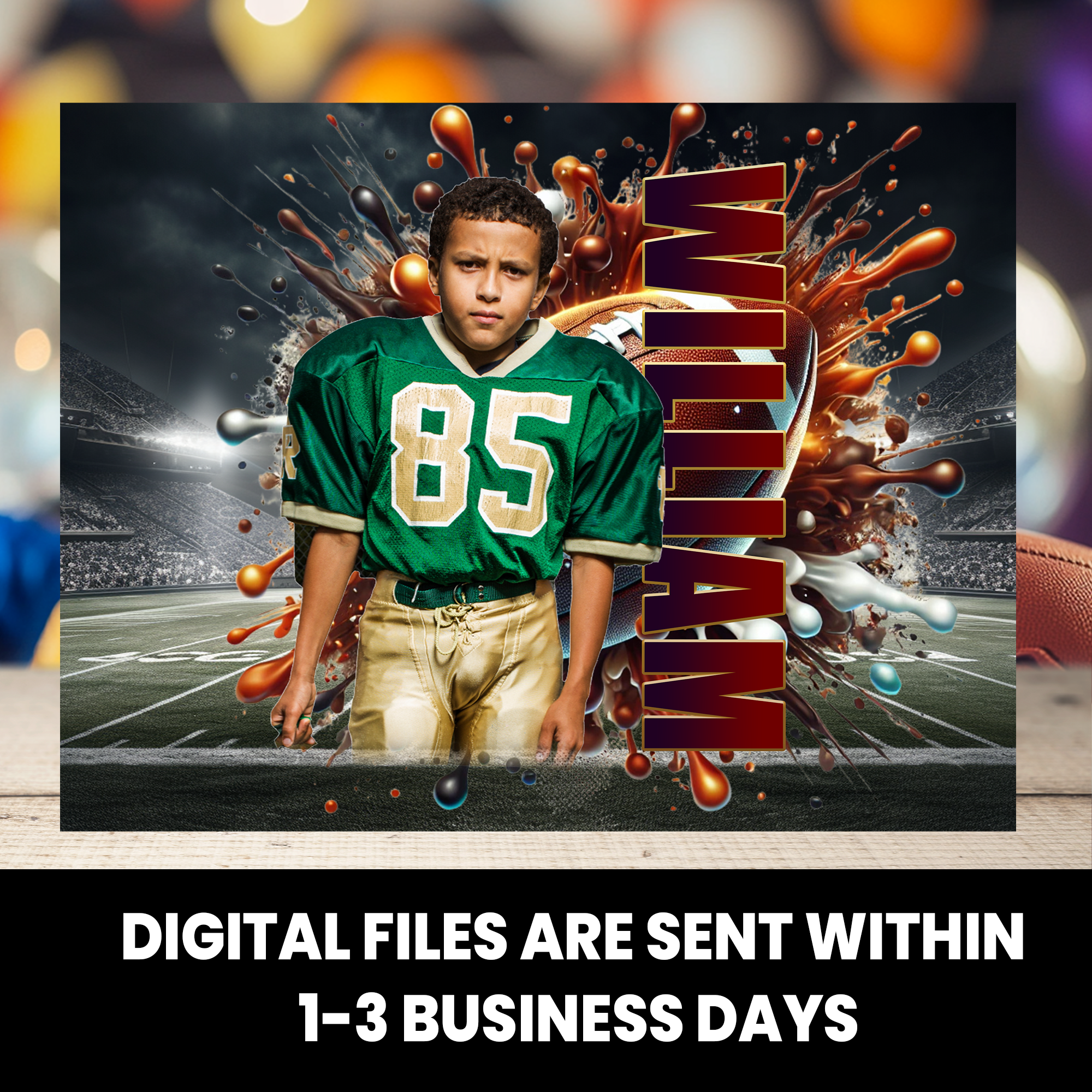 Football Theme | Edible Cake Image Topper with Photo | Sports Birthday Party | Digital + Print Option