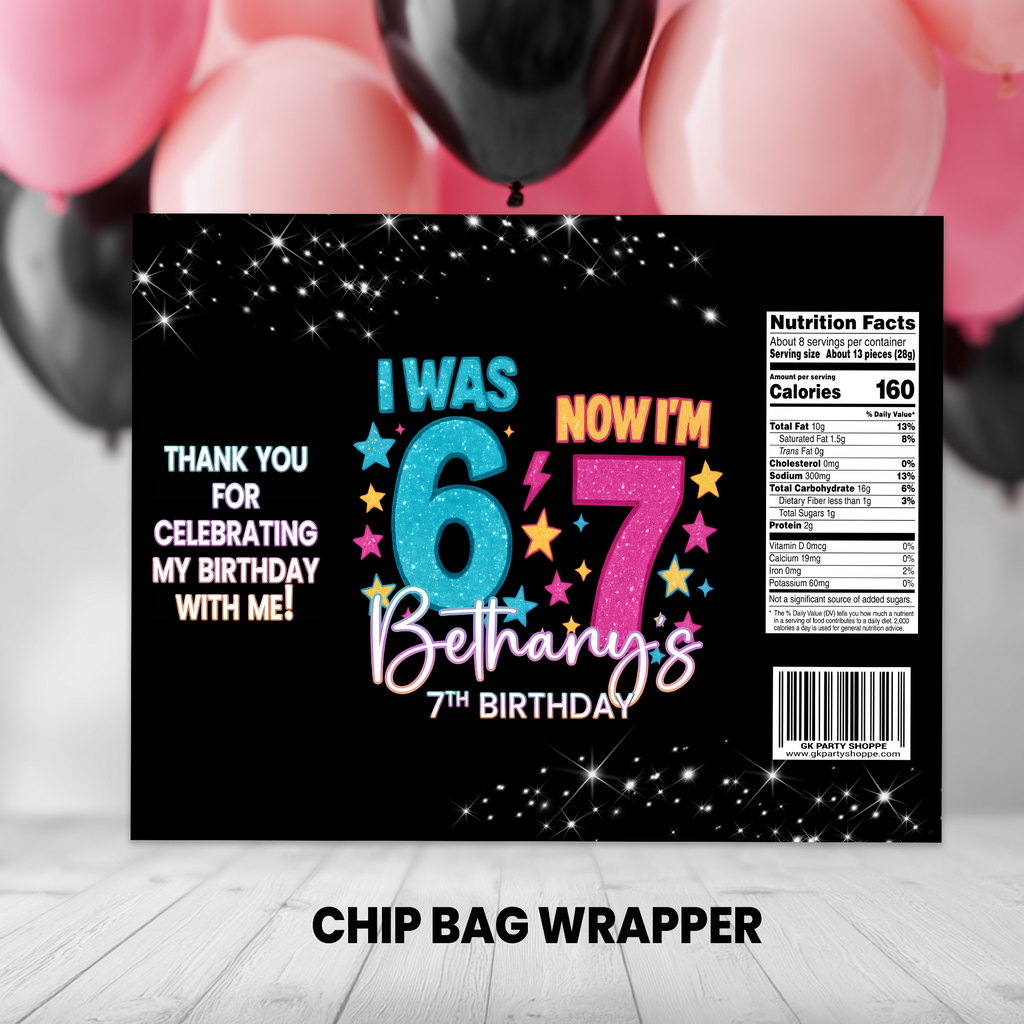 Six Seven Theme | Chip Bag Wrapper Party Favor | Birthday Party Theme | Digital + Print Option
